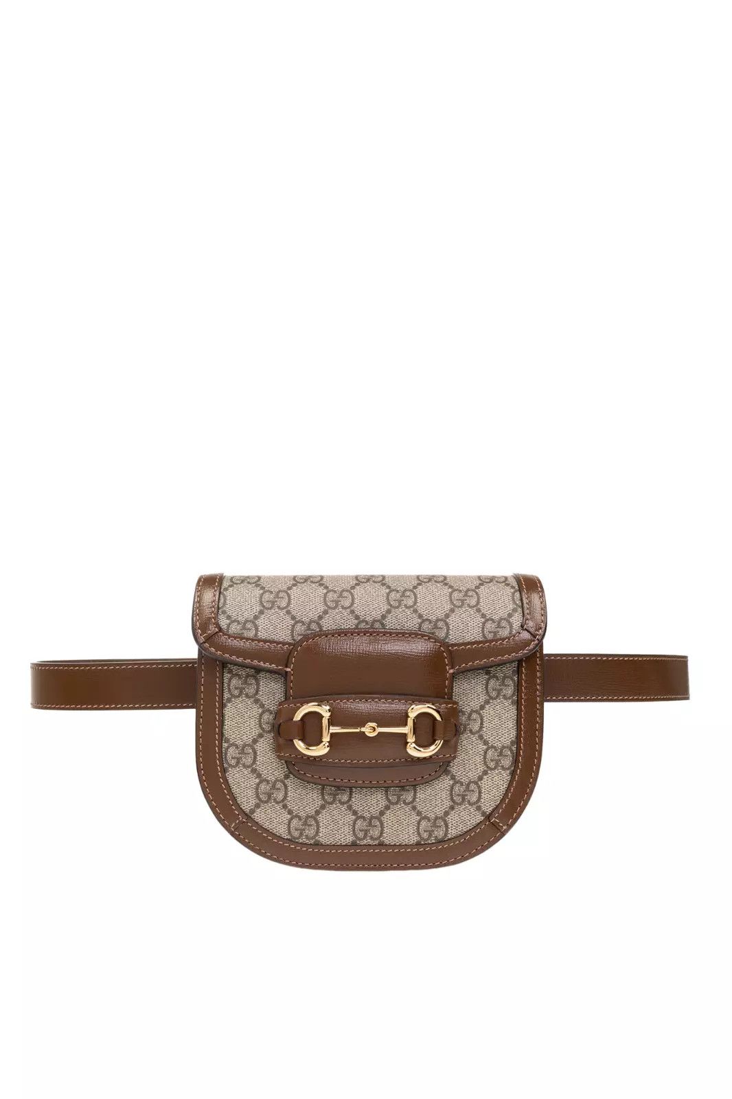 GUCCI Horsebit 1955 Beige Ebony GG Canvas Belt Bag New