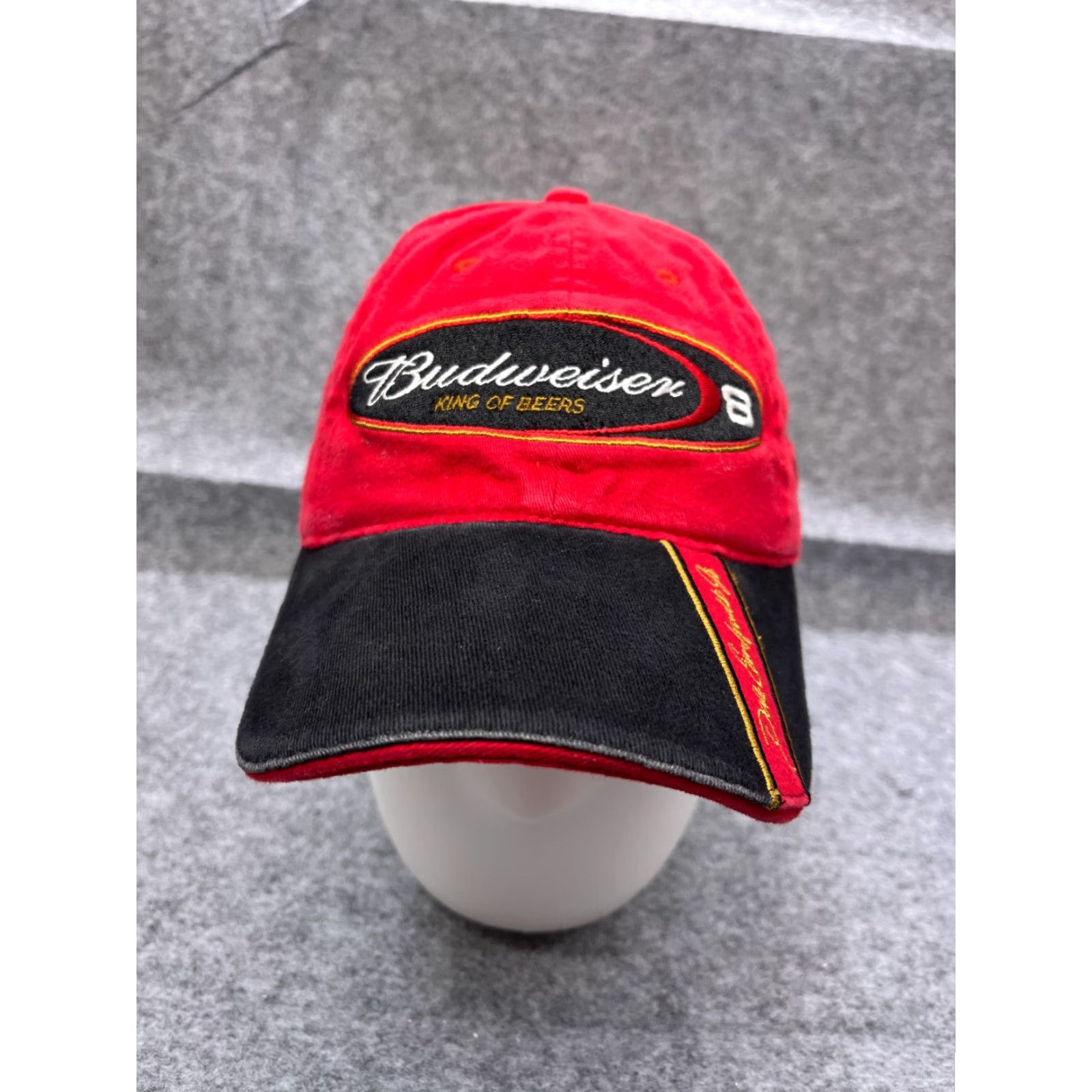 Chase Authentics VINTAGE Budweiser #8 King Of Beers Hat Cap Fitted Adult OS Red Cotton Dale Earnhardt Hat Cap Men Baseball Cap Red OS Adjustable" Size ONE SIZE - 2 Thumbnail