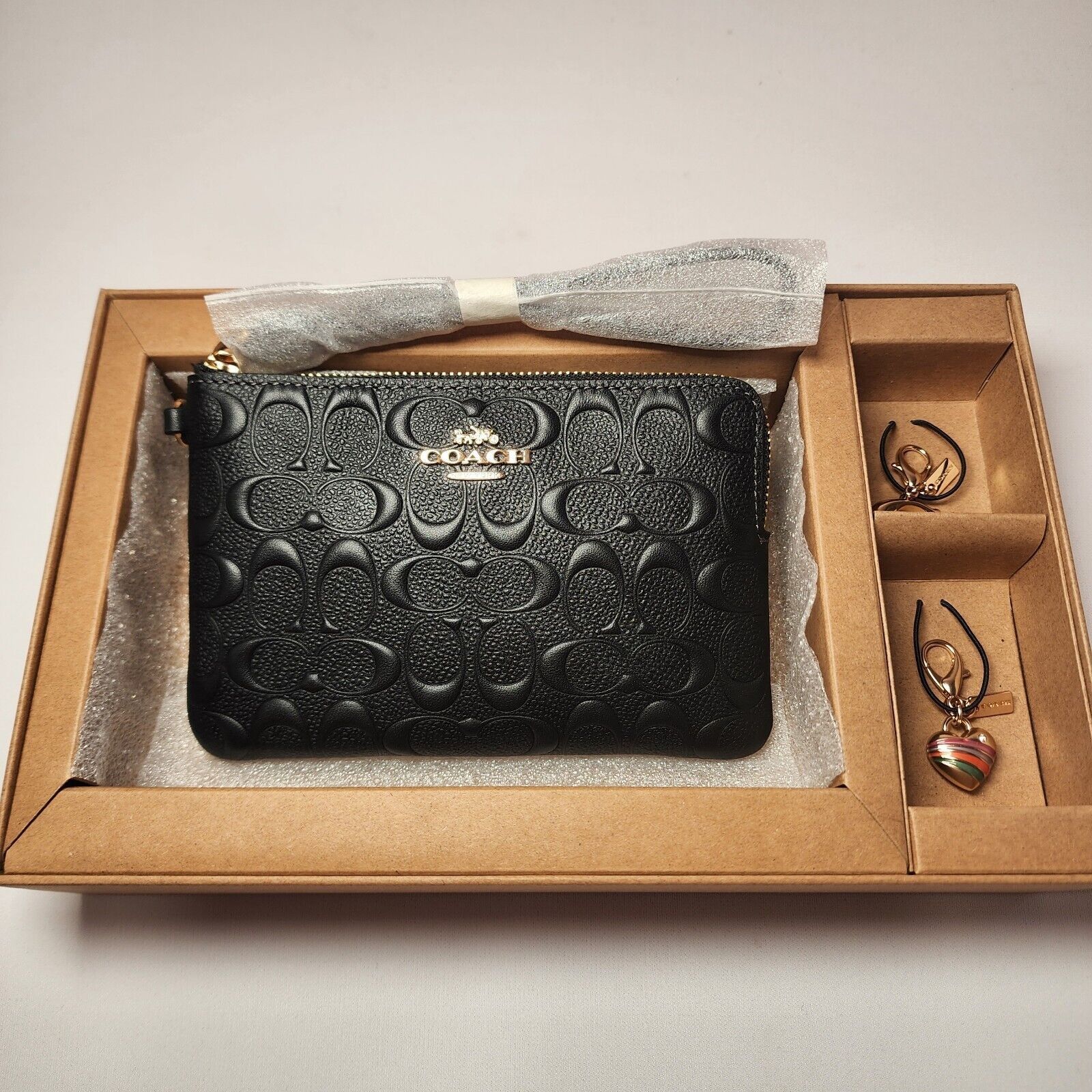 NWT Coach CF358 Boxed Corner Zip Wristlet Signature Leather