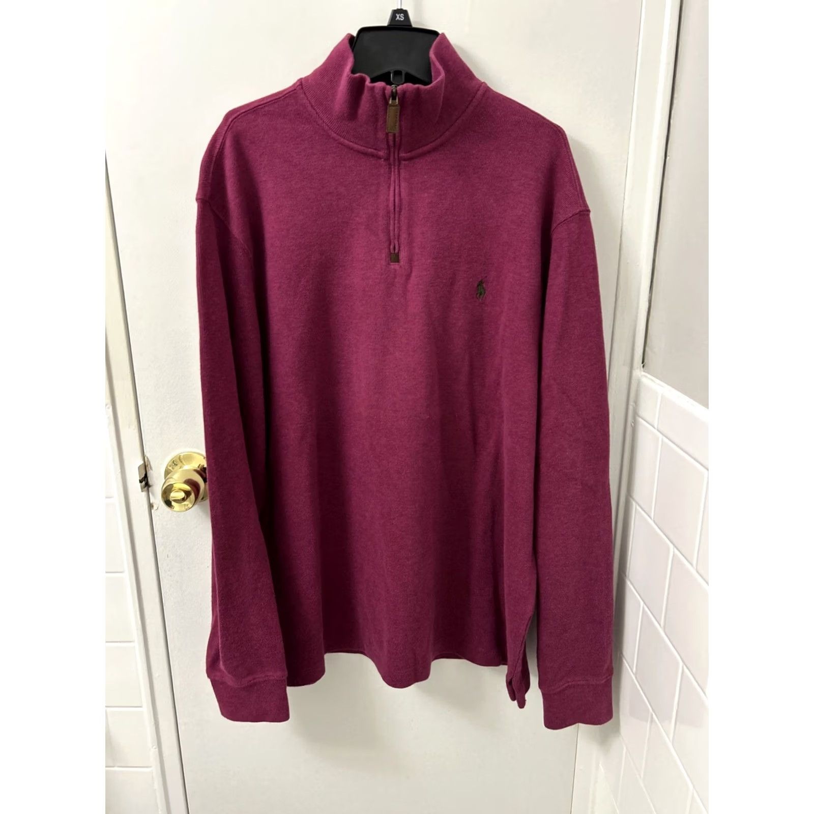 Ralph Lauren Polo Ralph Lauren Sweater Mens L Pink 1/4-Zip Pullover Cotton Knit Rib-Knit Pony Logo Embroidered Solid Long Sleeve Classic Fit Fall Winter Spring Size US L / EU 52-54 / 3 - 2 Thumbnail