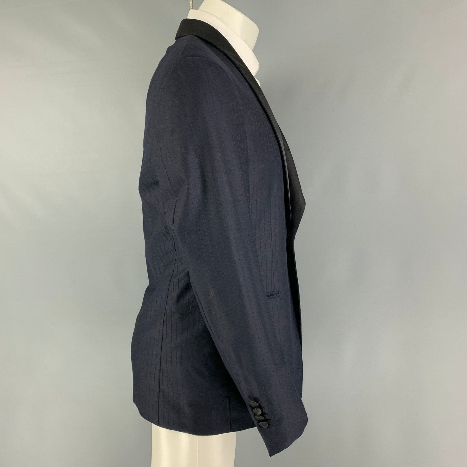 Brioni BRIONI Size 40 Navy Stripe Wool Tuxedo Sport Coat Size 40R - 2 Thumbnail