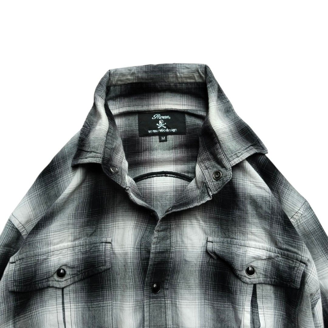 Roen Roen x semantic design cross skull plaid shirt Size US M / EU 48-50 / 2 - 4 Thumbnail