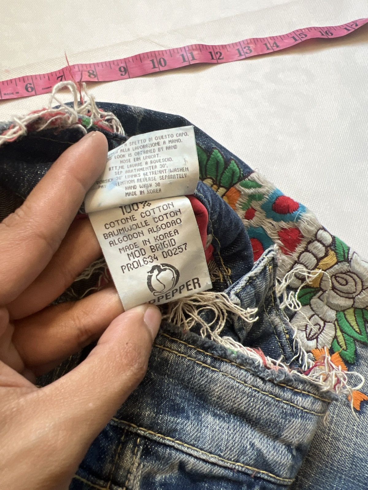 Japanese Brand Red Pepper Flare Denim Skulls Punk Washed Denim Size 30" / US 8 / IT 44 - 16 Thumbnail