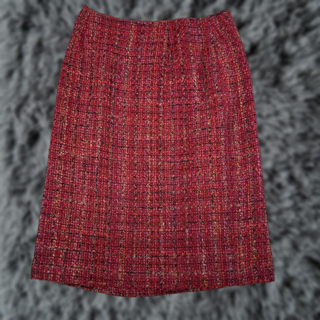 Talbots VINTAGE Talbots Skirt 8P Pencil Tweed Wool Blend Lined Back Zip 90s Preppy Workwear Red Womens Size 30" / US 8 / IT 44 - 1 Thumbnail