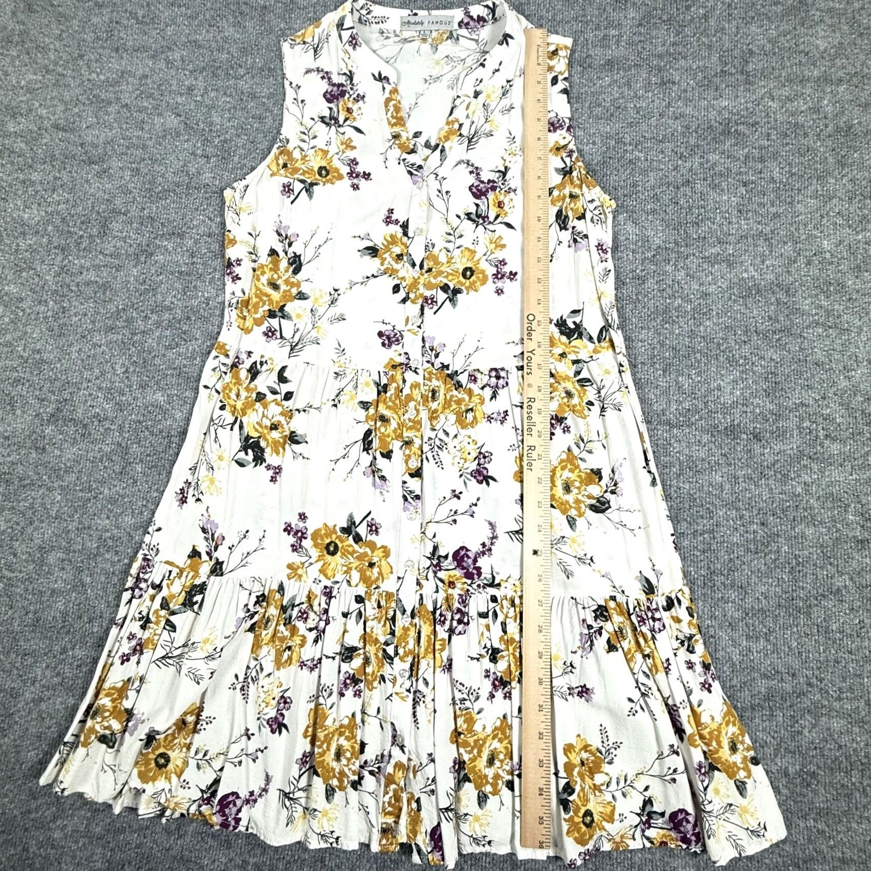 Vintage Absolutely Famous Dress Womens Large White Floral Sleeveless Button Rayon Casual Sundress Size L / US 10 / IT 46 - 7 Thumbnail