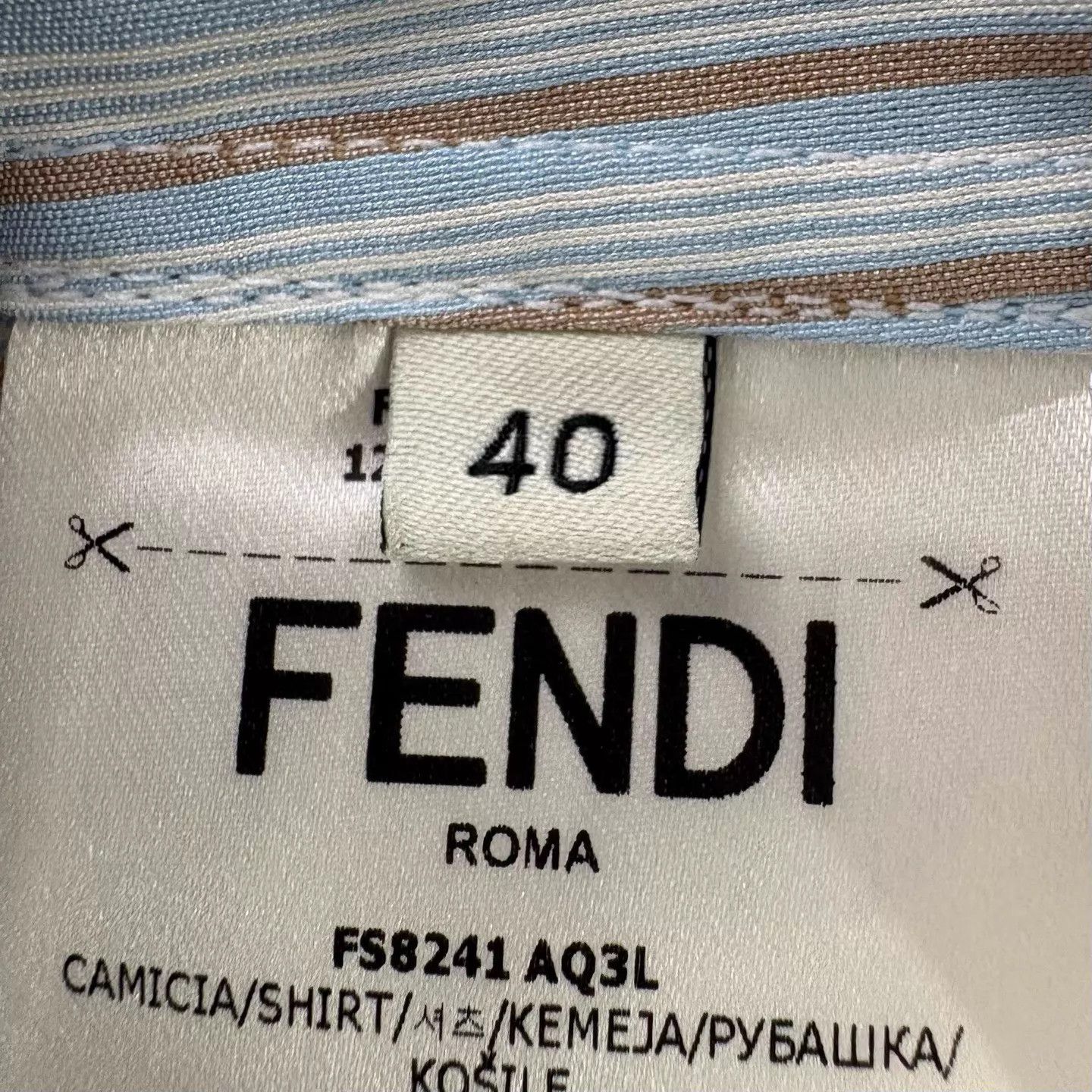 Fendi FENDI SS25 Women's Light Blue Stripe Embroidered Logo Shirt Size S / US 4 / IT 40 - 5 Thumbnail