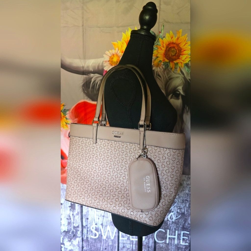 Guess Guess Light Pink Monogram Tote with Pouch Size ONE SIZE - 4 Thumbnail