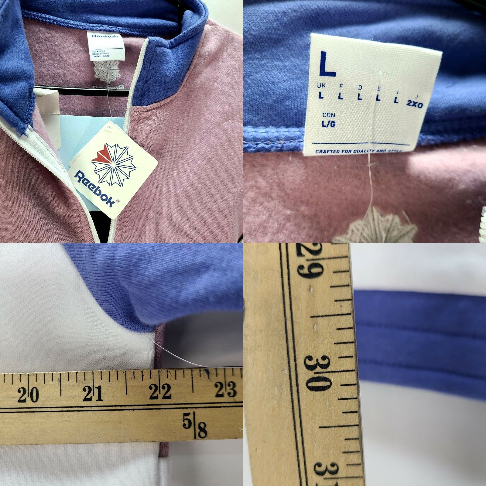 Reebok Reebok Pullover Sweatshirt Unisex Adults Size L 1/4 Zip Purple Blue Retro 80s Vintage Style Shirt Size US L / EU 52-54 / 3 - 8 Thumbnail