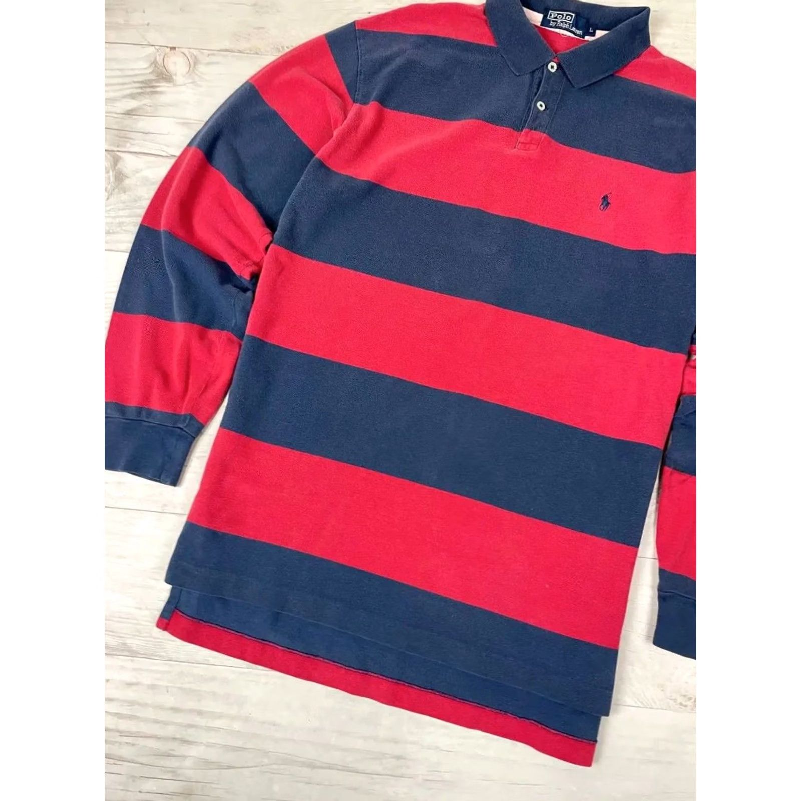 Polo Ralph Lauren VINTAGE Polo Ralph Lauren Long Sleeve Shirt Rugby Striped Men Size L Red (90s) Mens Size US L / EU 52-54 / 3 - 3 Thumbnail
