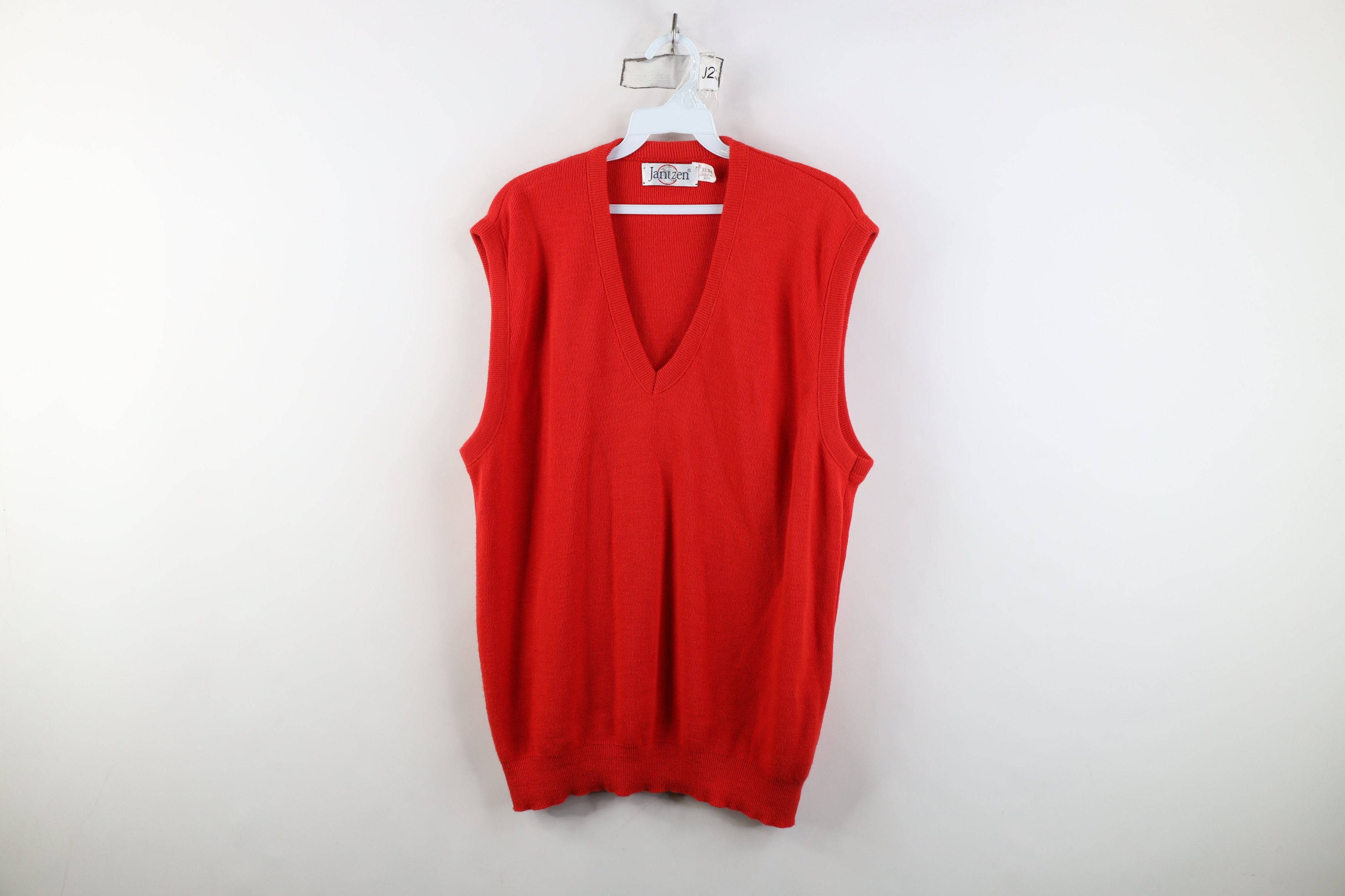 Vintage Vintage 70s Streetwear Knit V-Neck Sweater Vest Red USA Size US XL / EU 56 / 4 - 1 Thumbnail