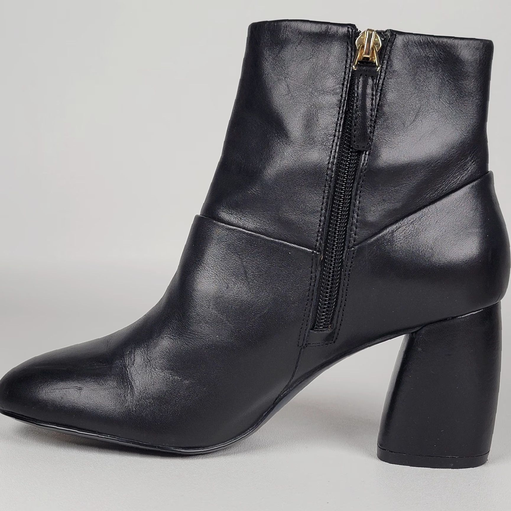 Nine West Nine West Boots Kirtley Block Heel Ankle Black Leather 7.5 M Womens Shoes Size US 6 / IT 36 - 4 Thumbnail