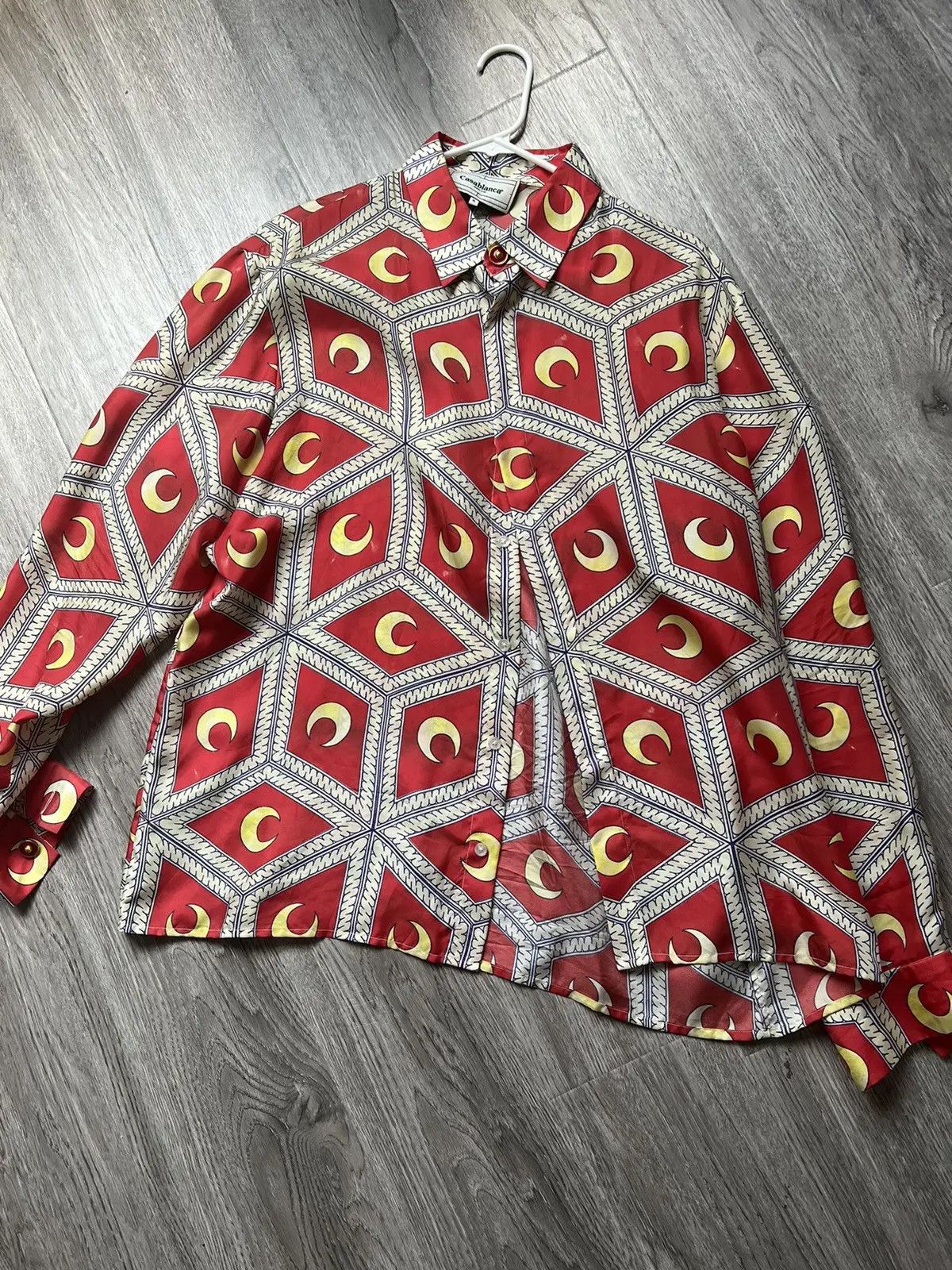 Casablanca Debut Runway (2019 Archive) Midnight Tiles Silk Shirt Size US L / EU 52-54 / 3 - 2 Thumbnail