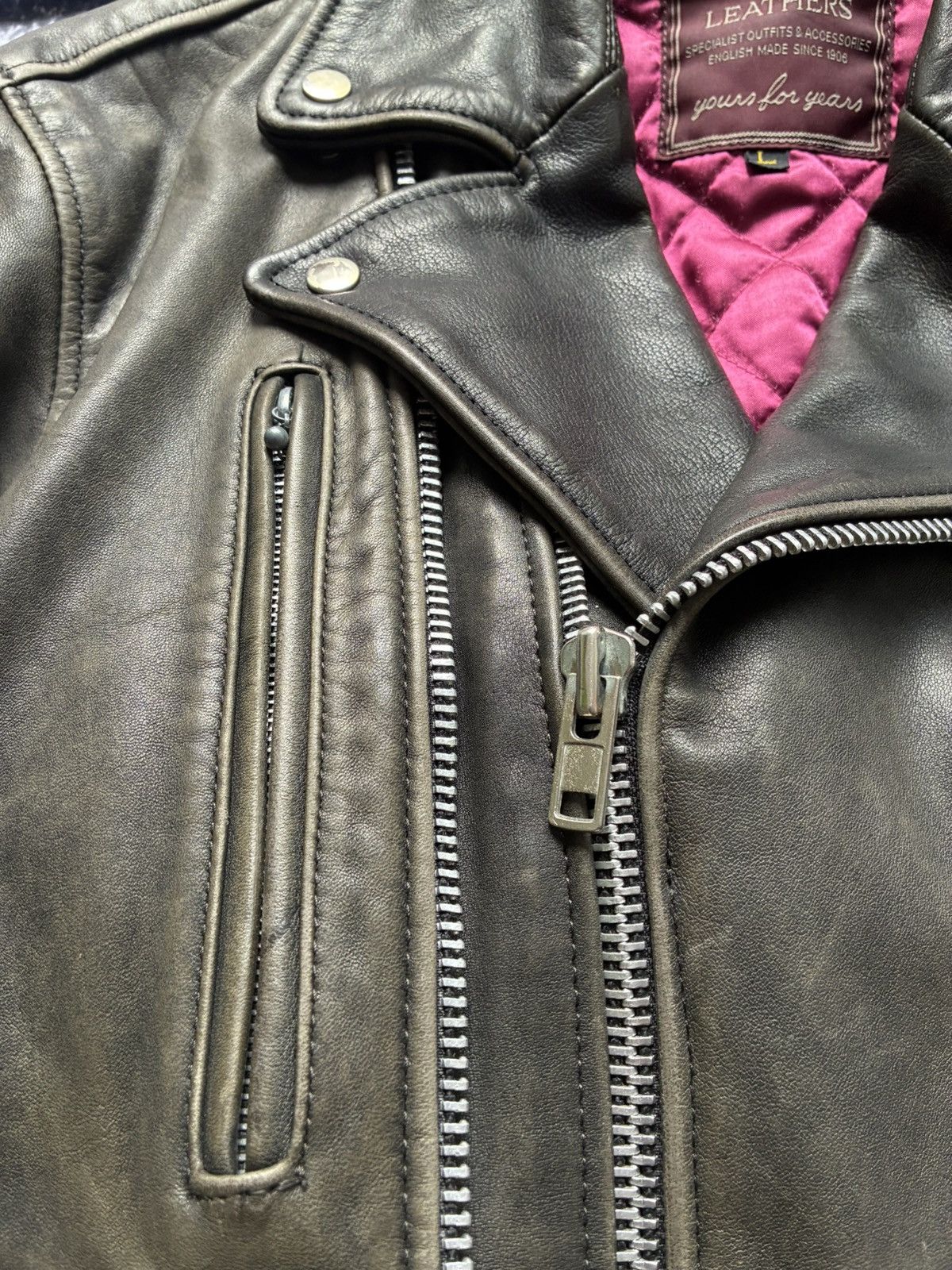 Lewis Leathers Vintage 70s-80s Lewis Leathers Roadfarer gray leather jacket Size US L / EU 52-54 / 3 - 10 Thumbnail