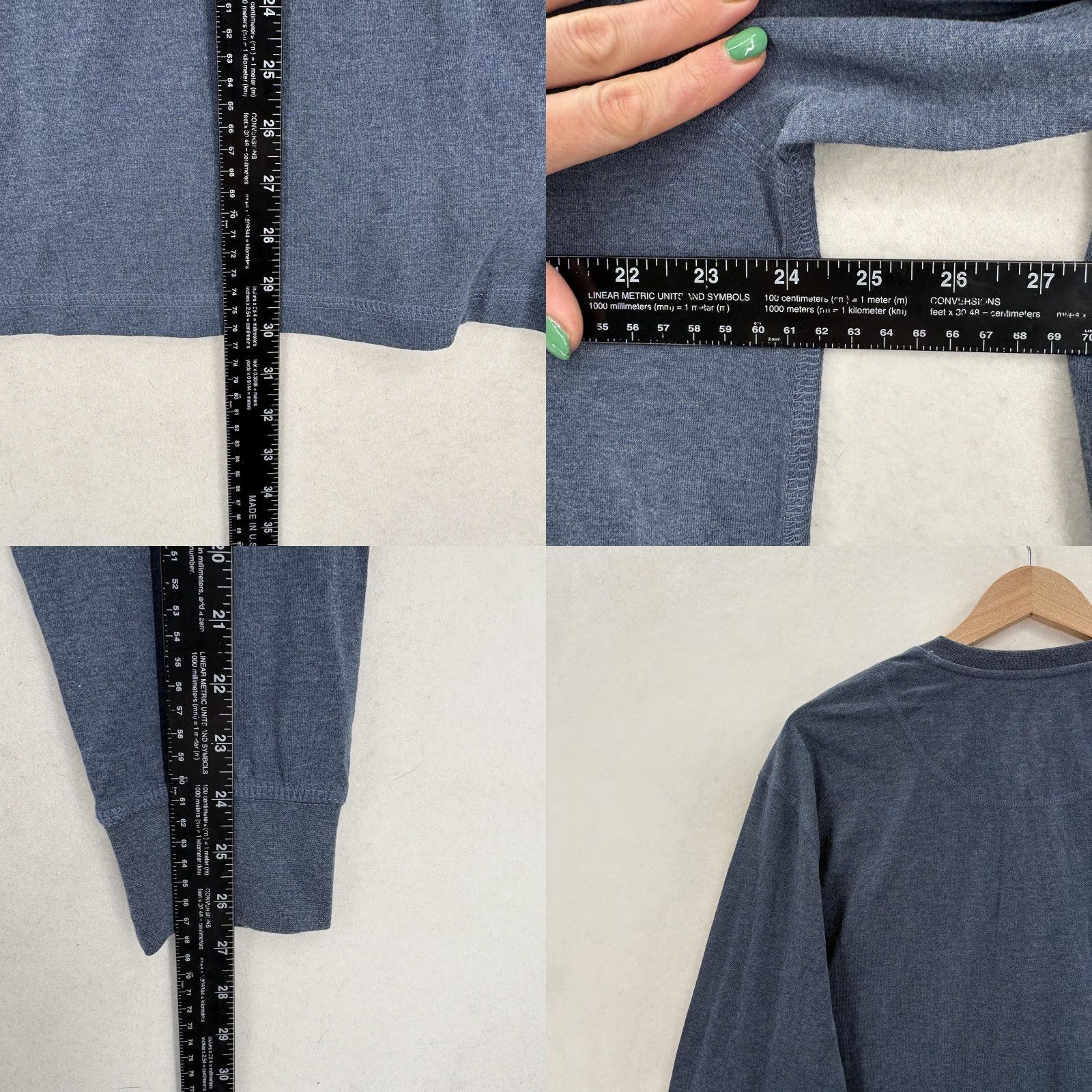 Weatherproof Weatherproof Vintage Henley Shirt Mens 2XL Blue Dark Denim Long Sleeve Casual Shirt Size US XXL / EU 58 / 5 - 8 Thumbnail
