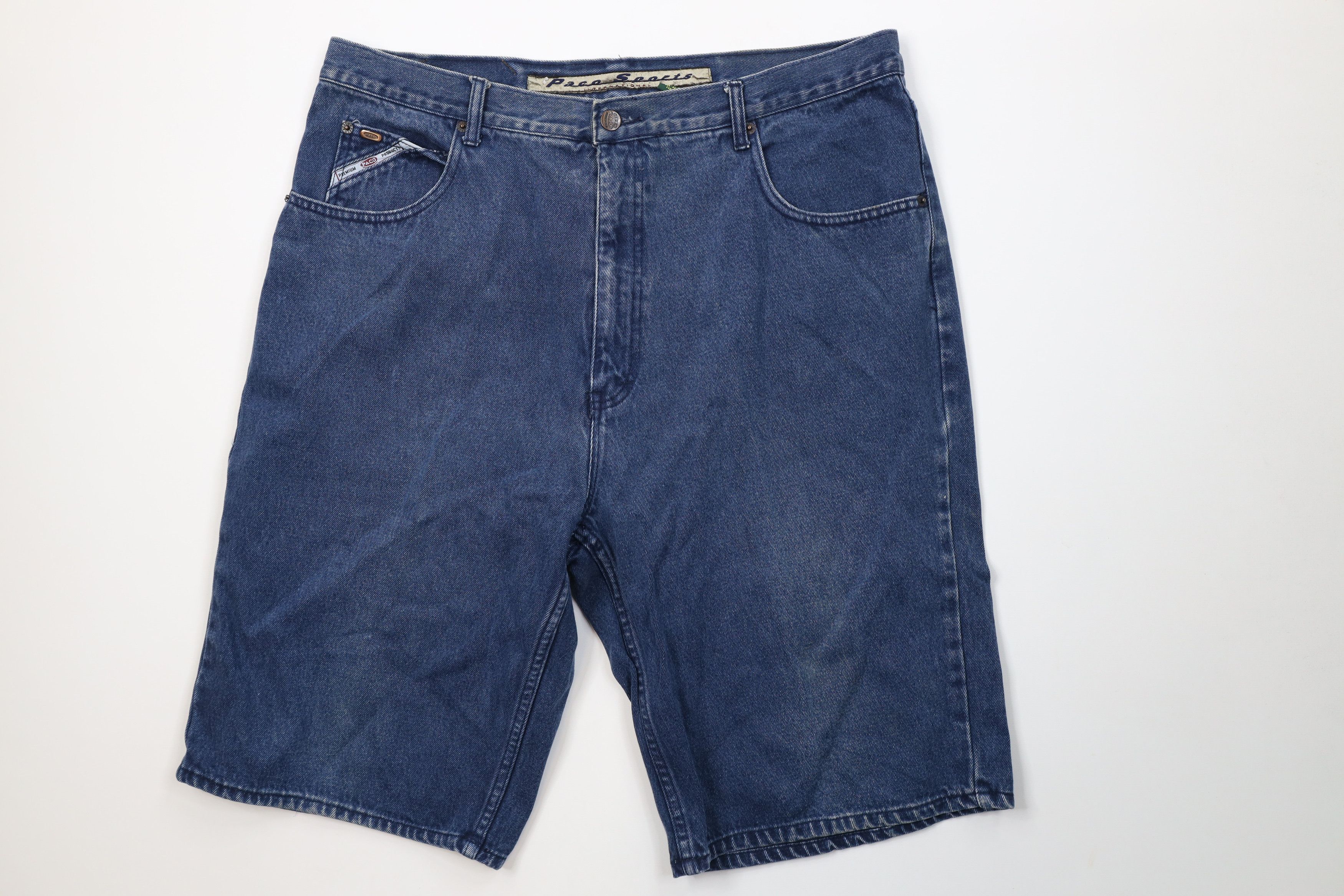 Vintage Vintage 90s Streetwear Fit Hip Hop Denim Jean Shorts Blue Size US 38 / EU 54 - 1 Thumbnail