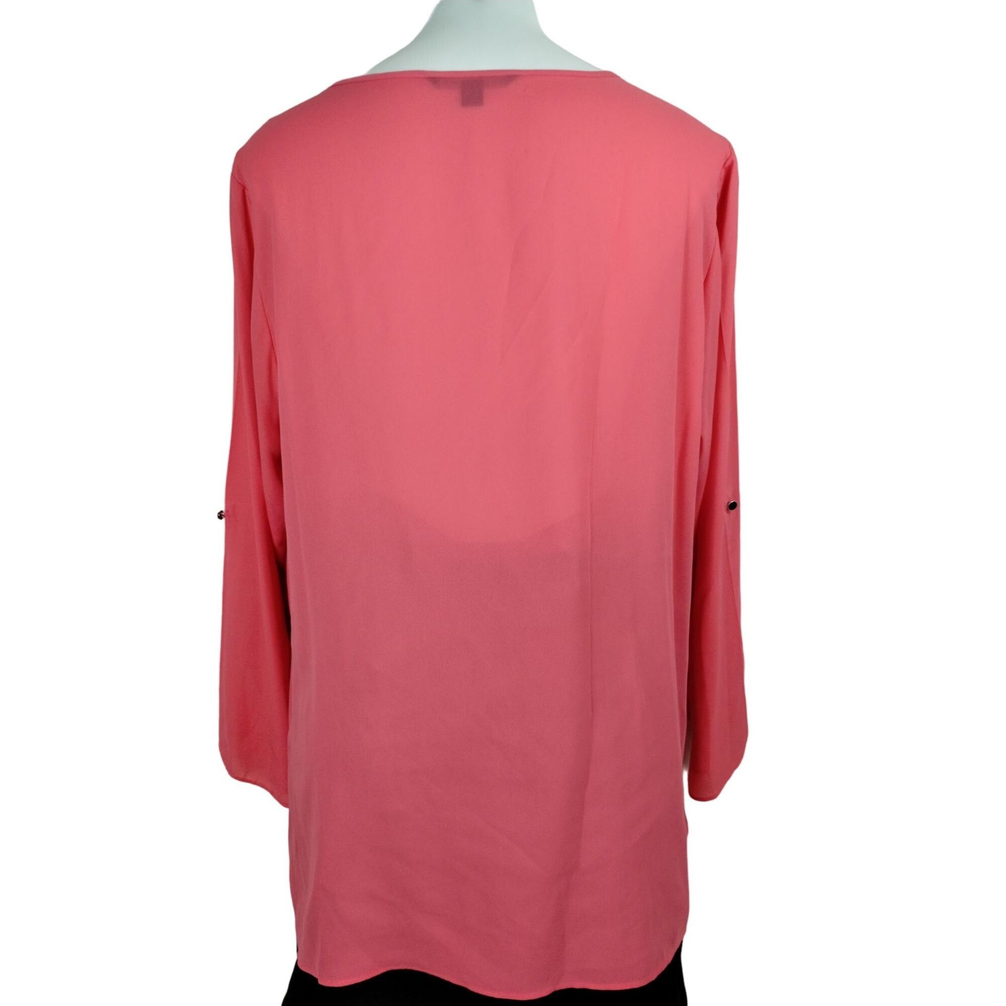 Other Zac and Rachel Womens 2X Pink V-Neck Rolled Sleeve Blouse wi Size 3XL / US 20-22 - 2 Thumbnail