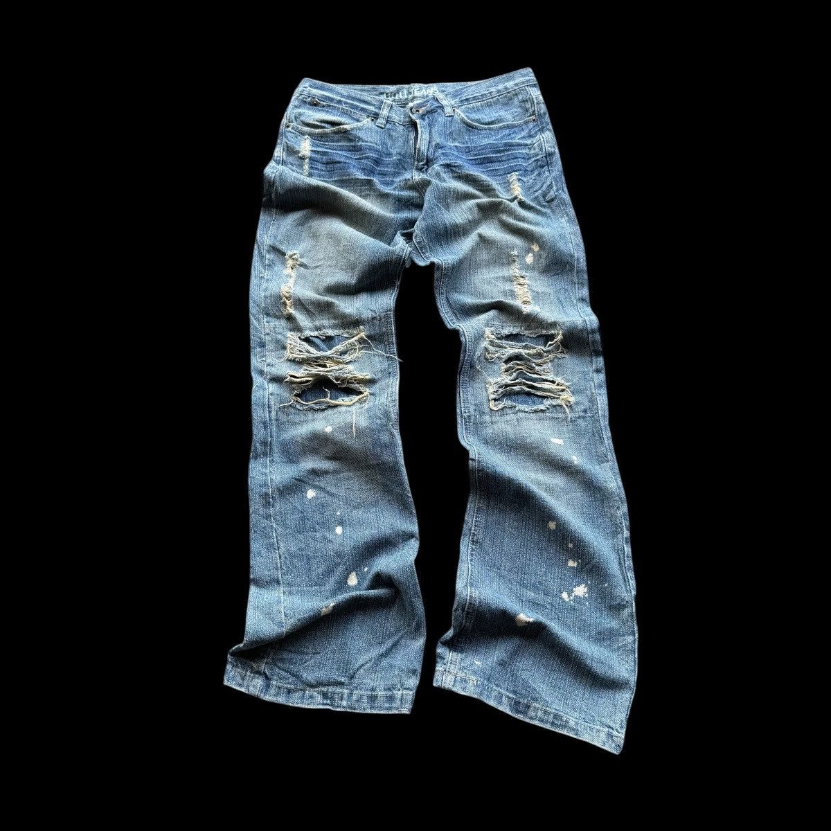 Japanese Brand ☀️DOLL DISTRESSED DENIM JEANS FLARE PANT Size US 30 / EU 46 - 1 Thumbnail