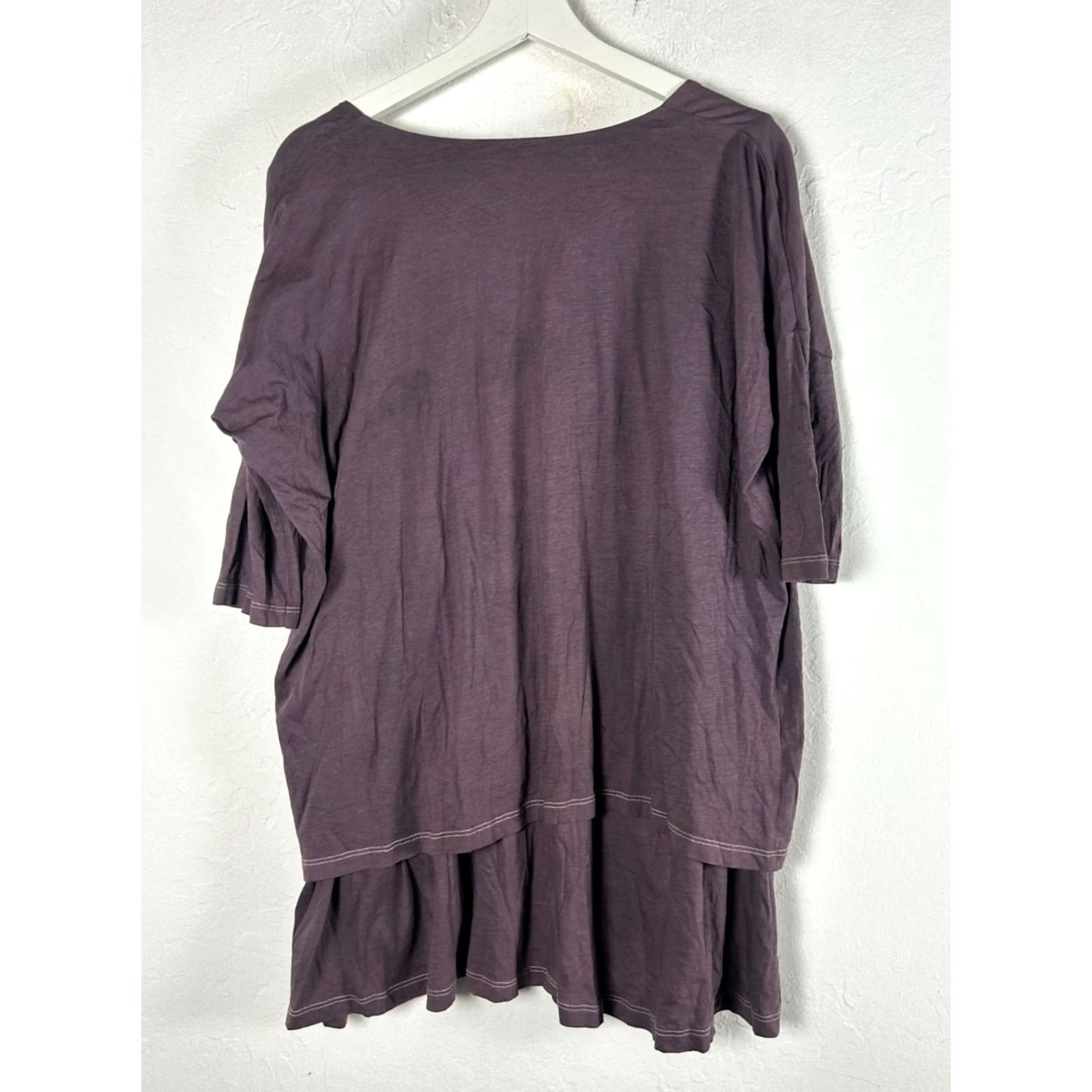 Vintage DEMYLEE Womens Purple Layered Tunic Top Large Casual Short Sleeve Lagenlook Shirt Womens Size L / US 10 / IT 46 - 2 Thumbnail