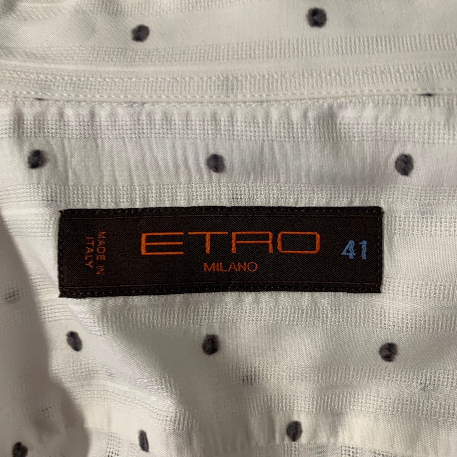 Etro ETRO L White Grey Polka Dot See Through Long Sleeve Shirt Size US L / EU 52-54 / 3 - 5 Thumbnail