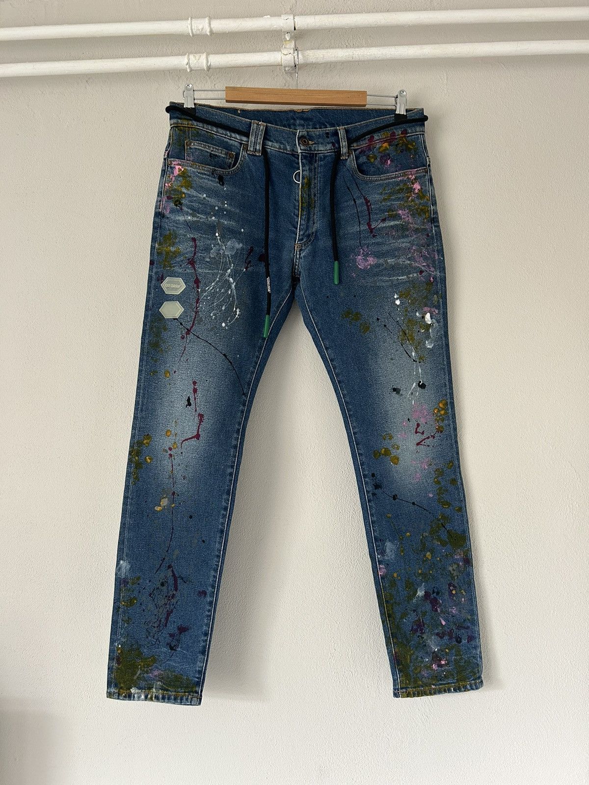 image of Off White Off-White Ss19 Painter Jeans Size 34 in Blue, Men's