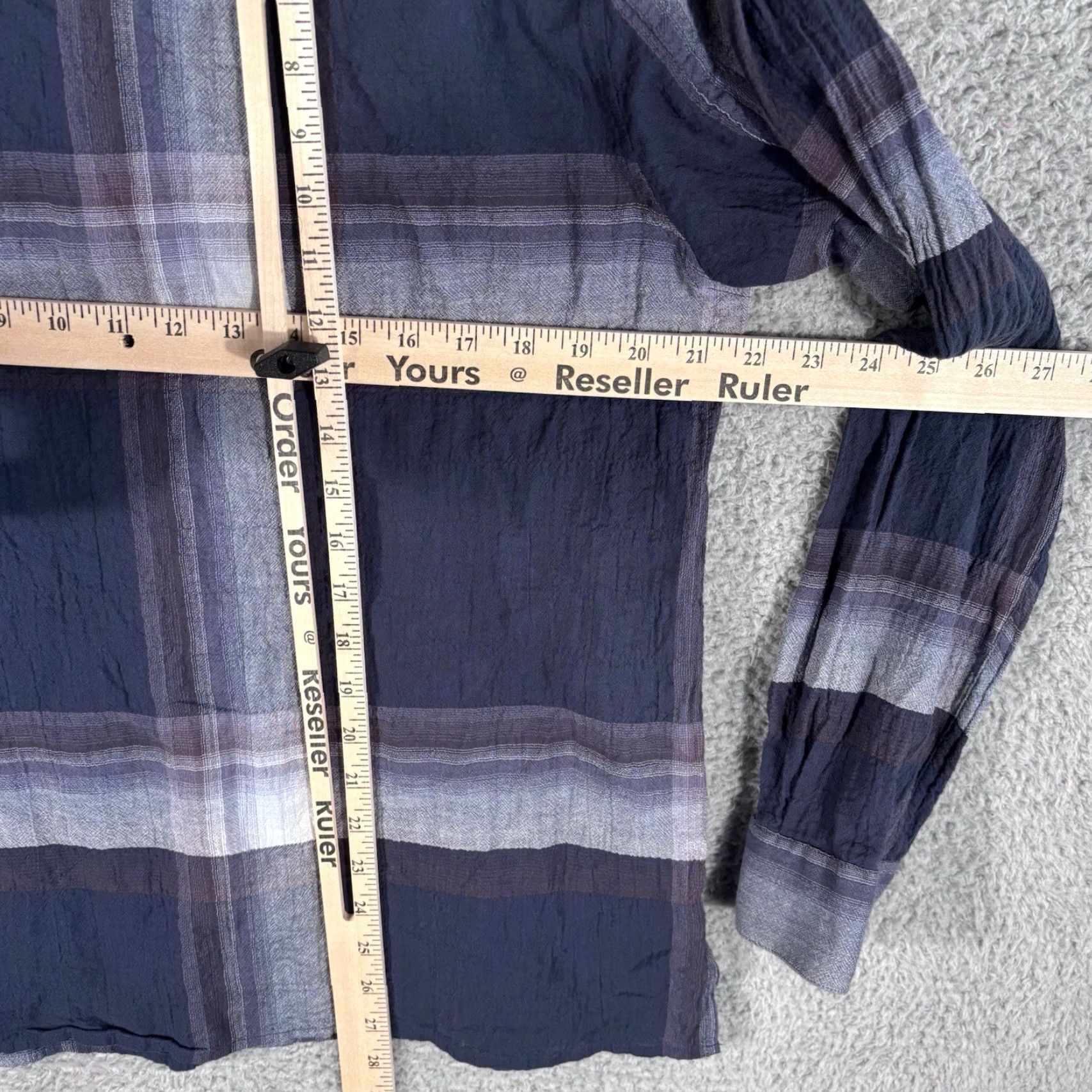John Varvatos John Varvatos Shirt Mens M Navy Cole Plaid Cotton Lightweight Casual Button-Up Long Sleeve, Blue, Plaid, Regular Fit Size US M / EU 48-50 / 2 - 4 Thumbnail