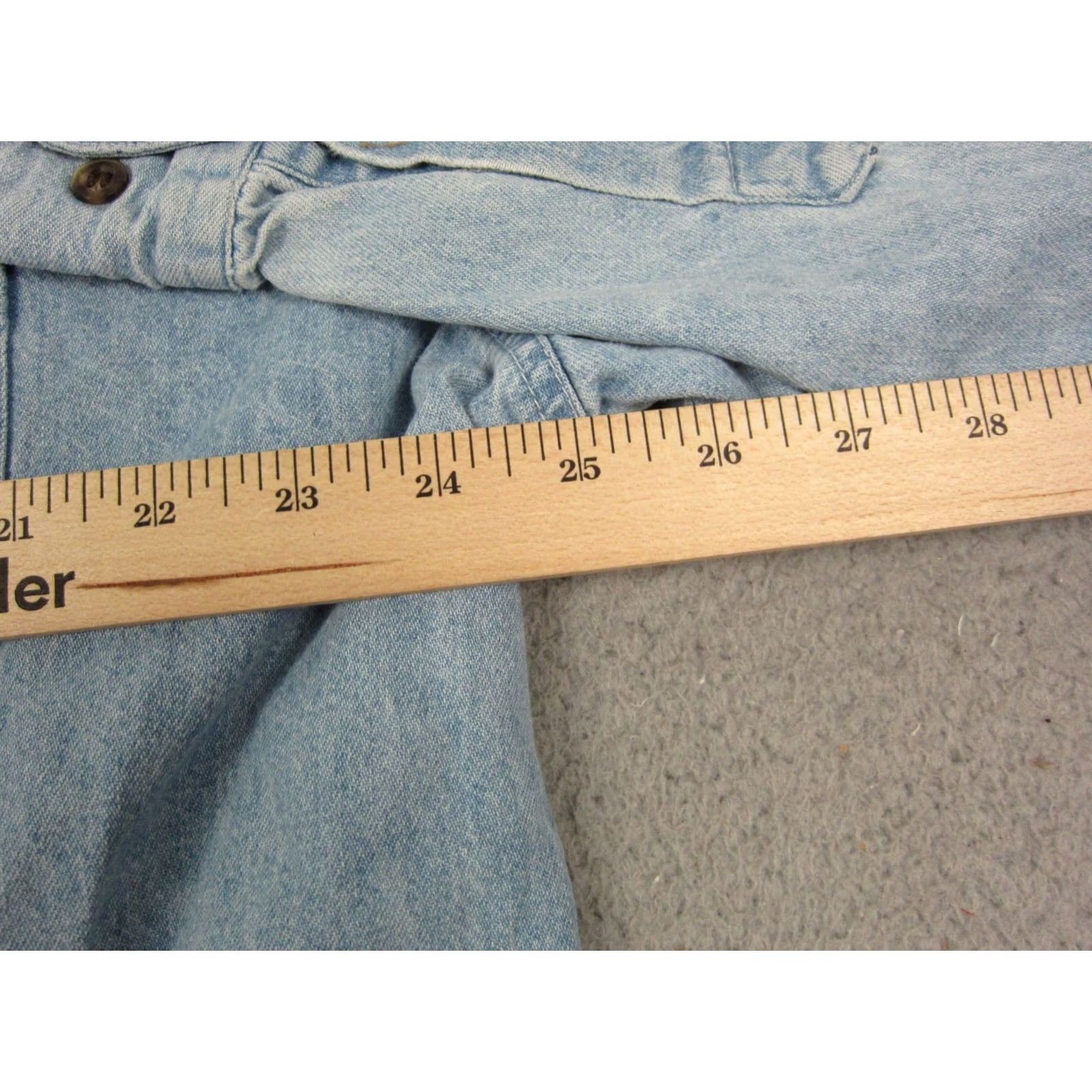 Vintage VINTAGE Pine Island International US Department of Education Shirt Mens XL Blue Denim 90s Button-Up Collared Long Sleeve 90s Mens Blue Denim Shirt XL Size US XL / EU 56 / 4 - 6 Thumbnail