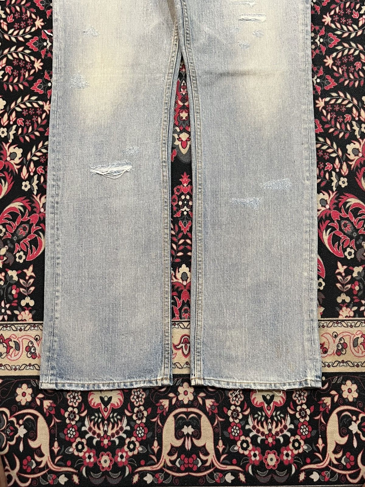 Yohji Yamamoto Ined Homme Light Washed Faded Distressed Straight Jeans Size US 31 - 10 Thumbnail