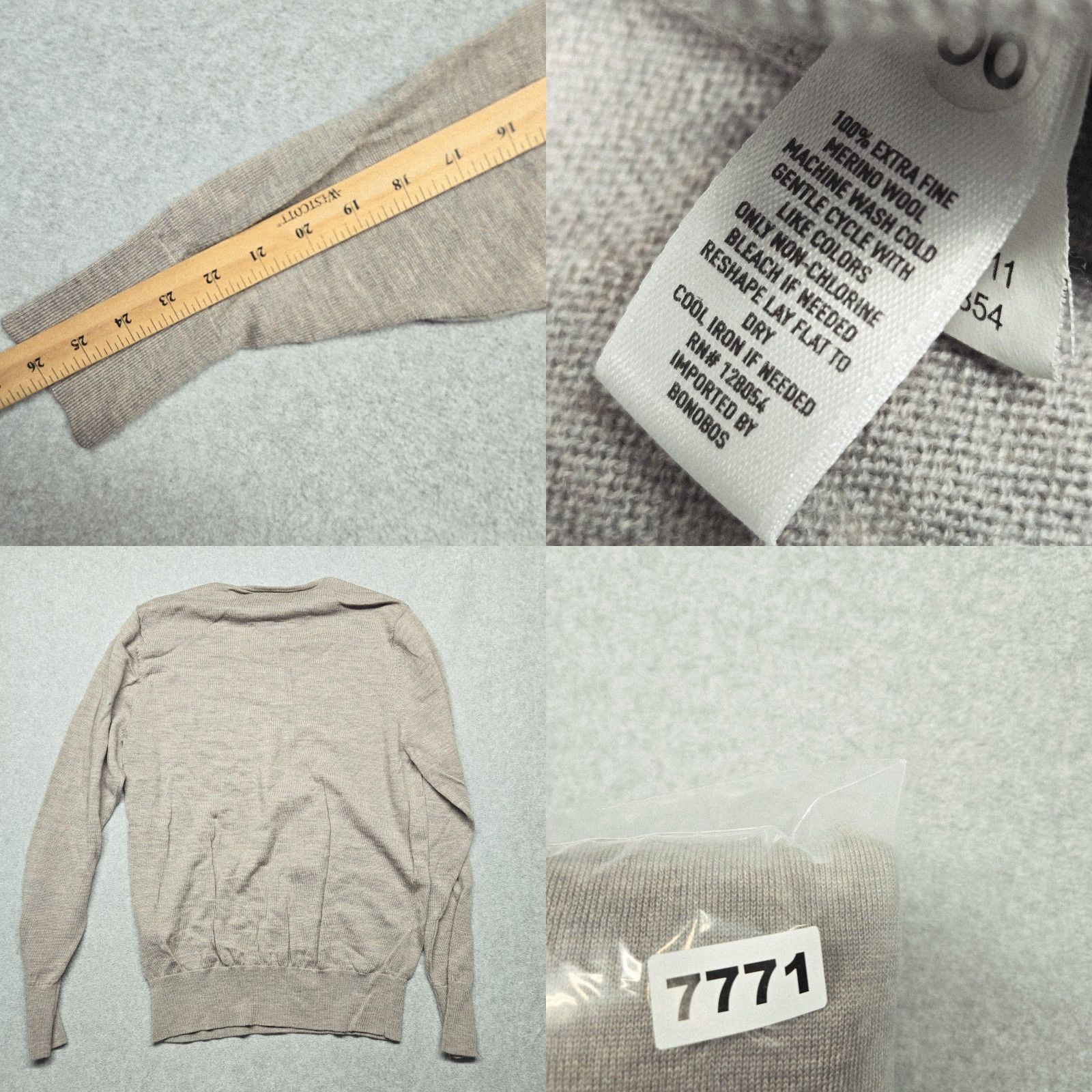 Bonobos Bonobos Sweater Mens Medium Beige Merino Wool Crewneck Pullover Lightweight Knit Size US M / EU 48-50 / 2 - 9 Thumbnail