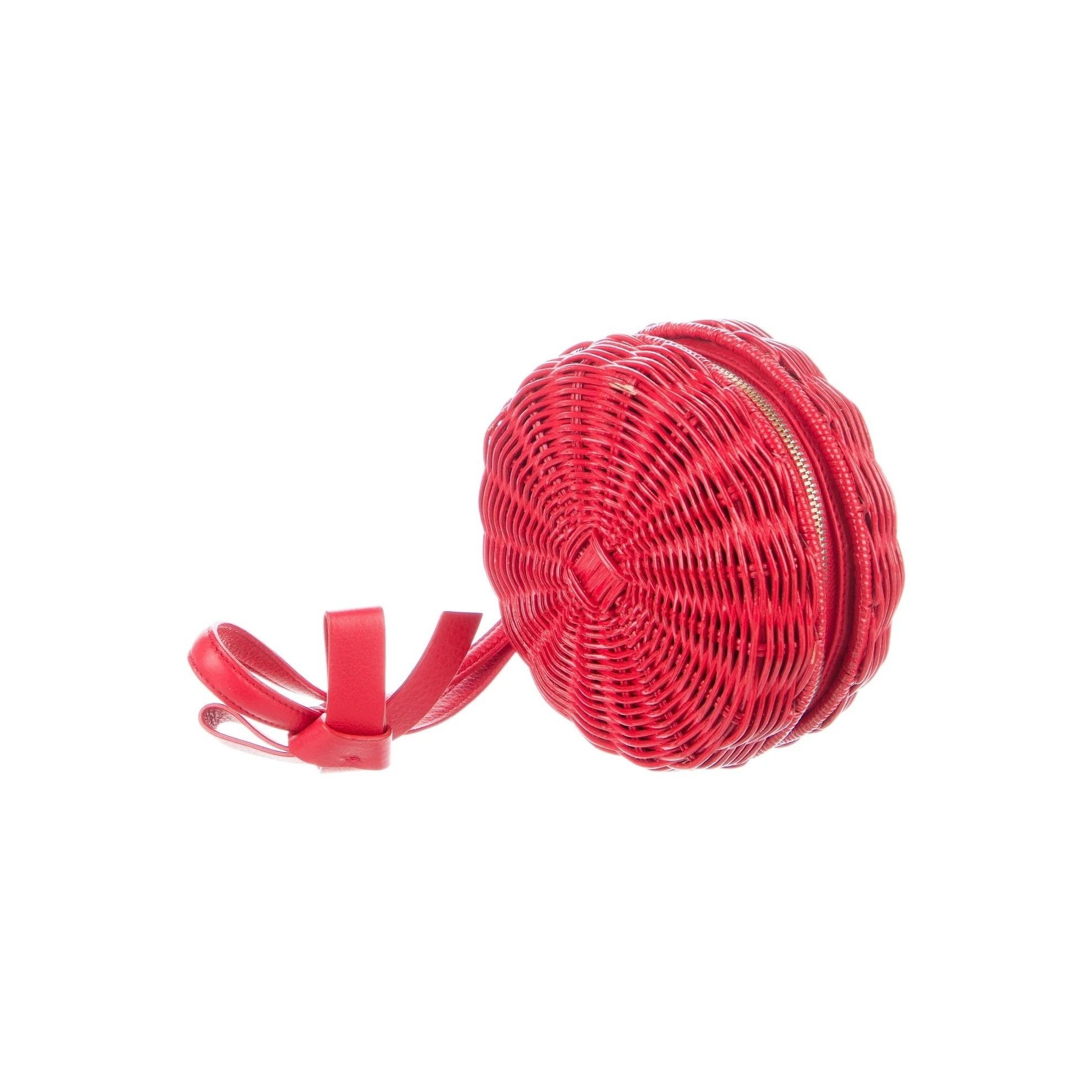 PAULE KA Paule Ka Red Wicker Wristlet With Leather Bow Accent & Zip C Size ONE SIZE - 1 Thumbnail