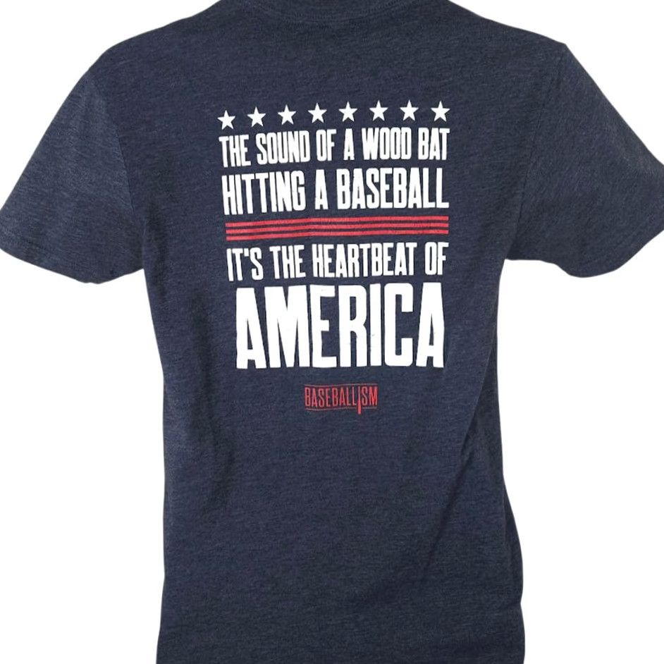 Vintage Baseballism American Baseball T Shirt Mens Small Blue Heartbeat Of America Shirt Soft Cotton Blend Size US S / EU 44-46 / 1 - 4 Thumbnail