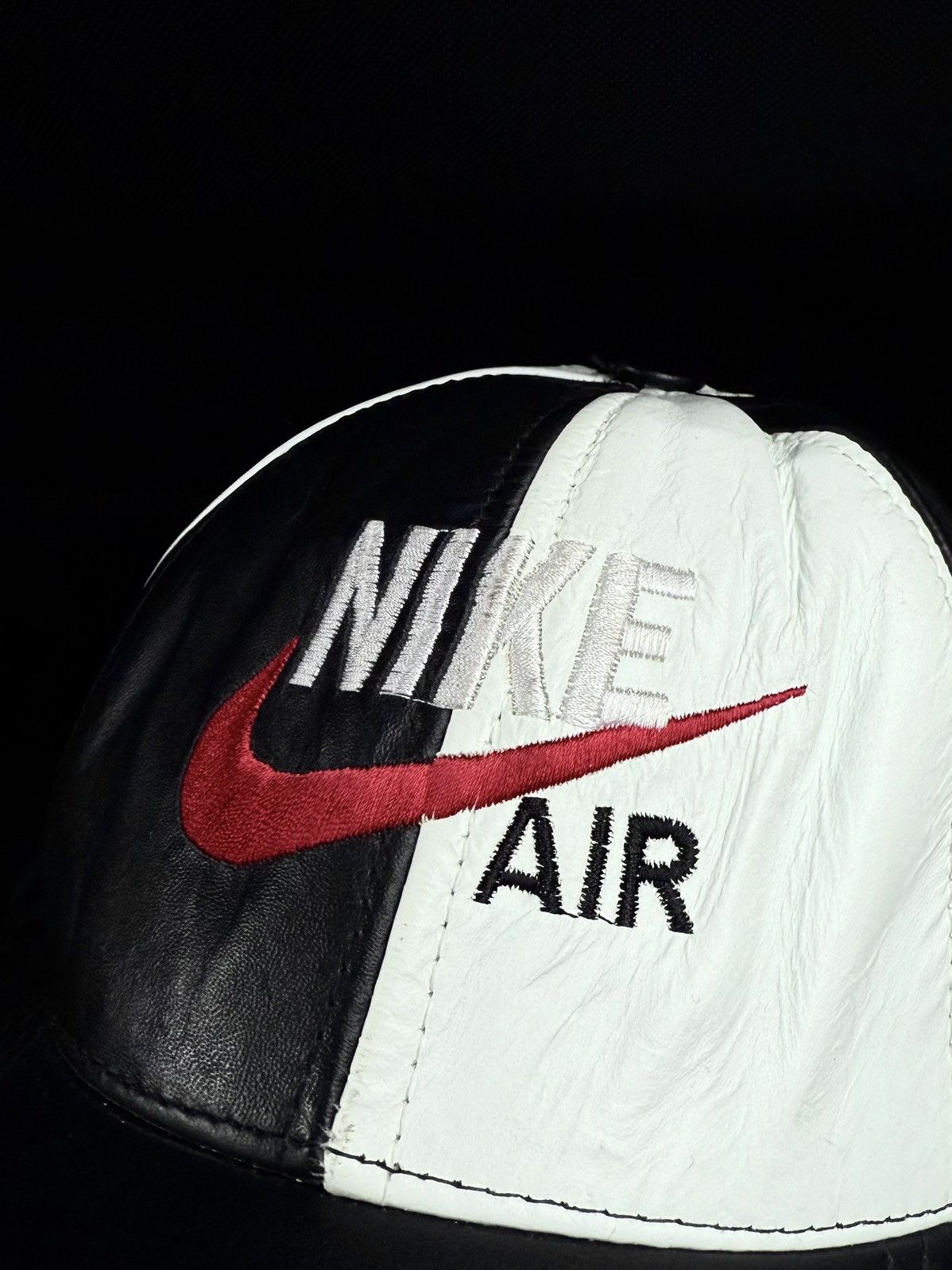 Nike 90s Nike Leather Cap Rare Vintage Big Logo Swoosh Streetwear Size ONE SIZE - 2 Thumbnail