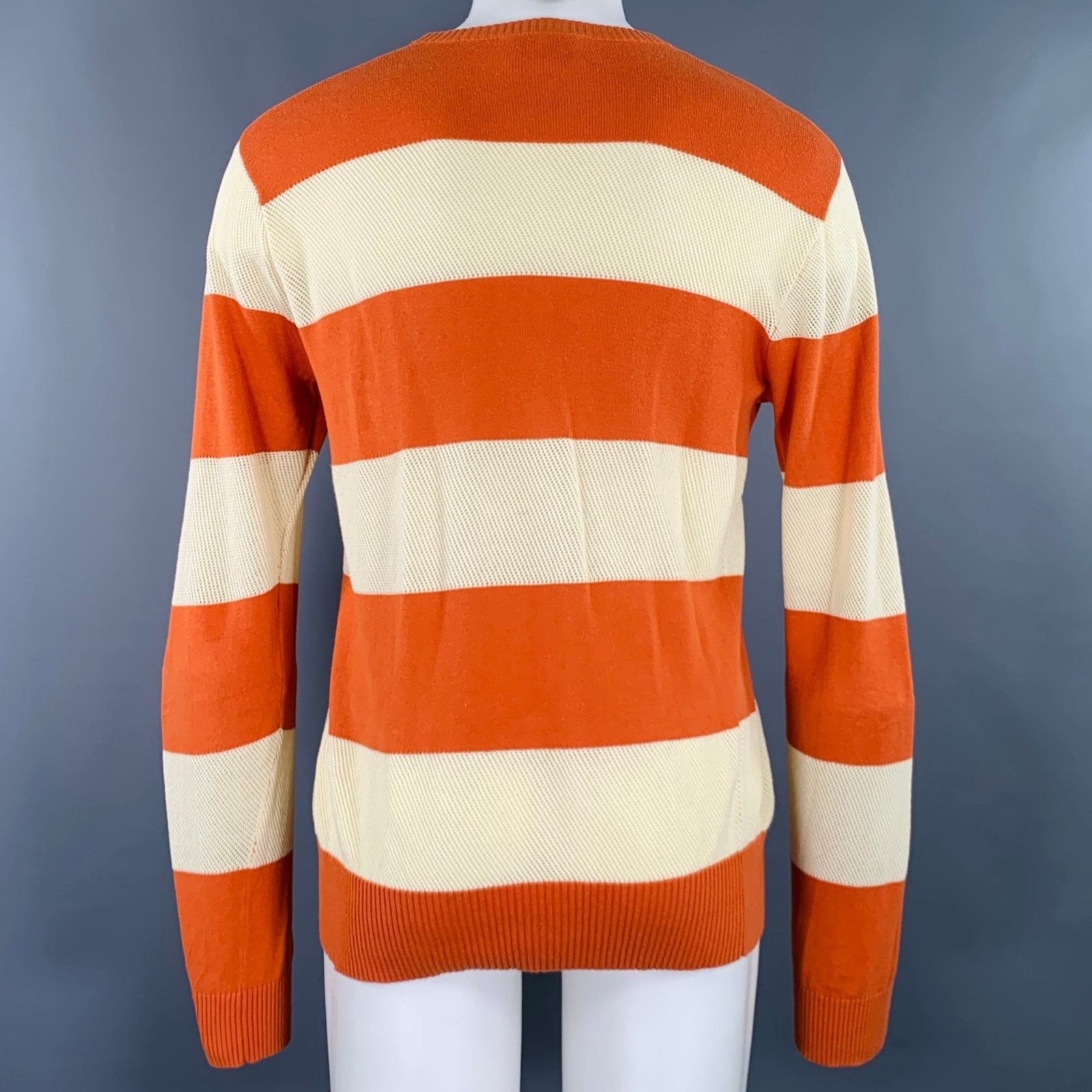 YMC YMC Size M Orange Cream Stripe Cotton Mixed Pattern Pullover Size US M / EU 48-50 / 2 - 4 Thumbnail