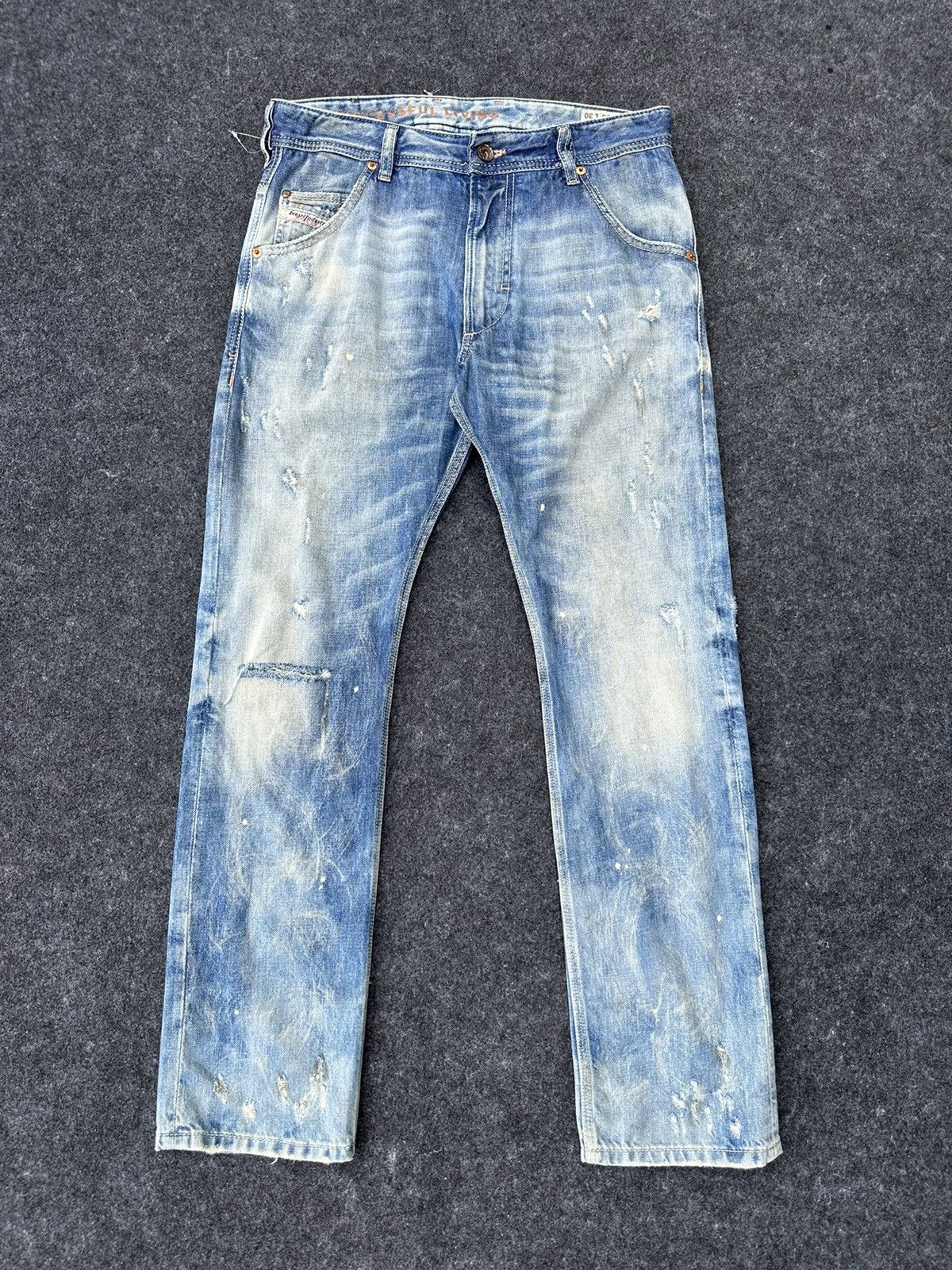 Beauty Beast × Diesel Diesel Italy Krooley Acid Design Regular Slim Denim D38 Size US 30 / EU 46 - 1 Thumbnail