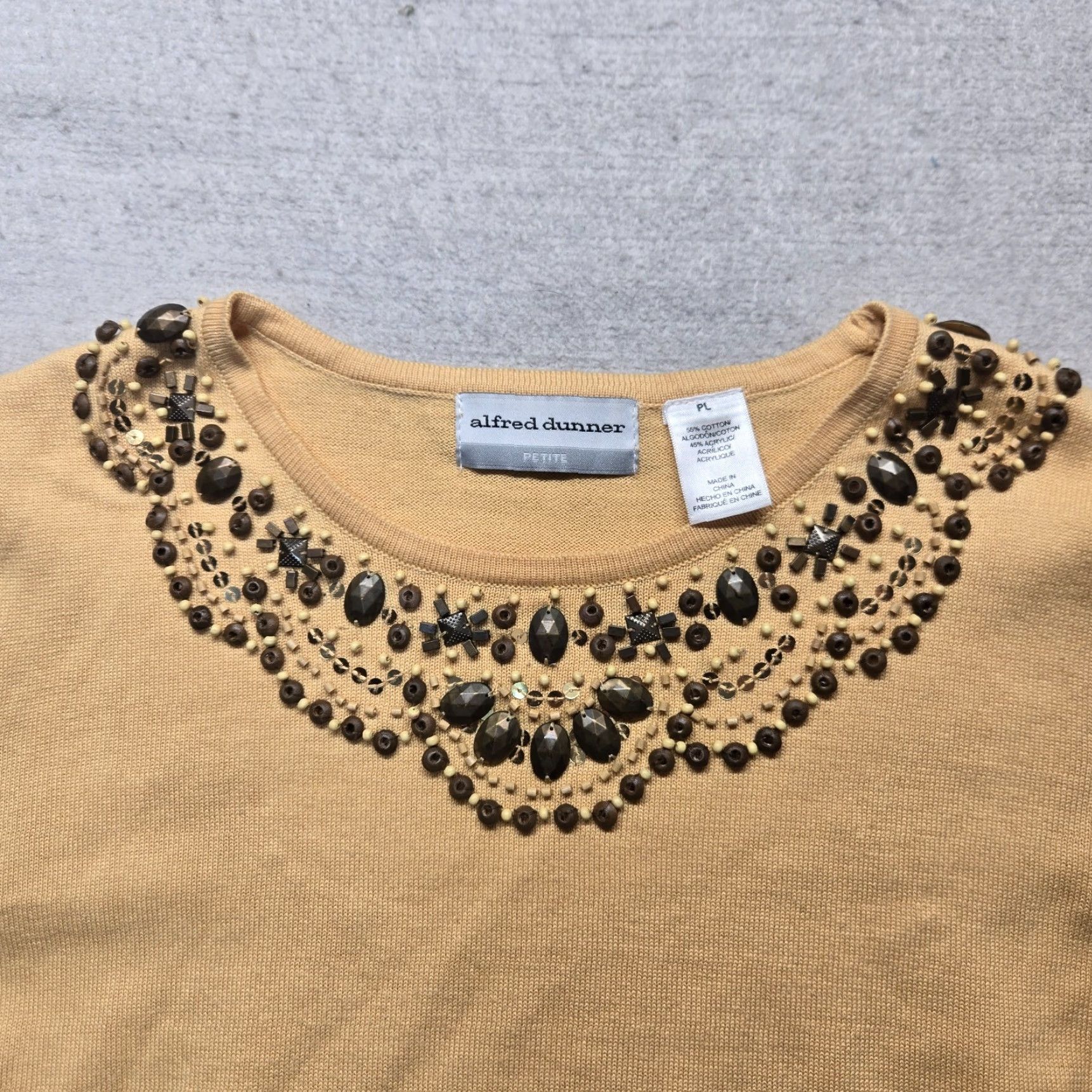 Vintage Alfred Dunner Brown Sweater Short Sleeve Pullover Adult Women's Petite Large Size L / US 10 / IT 46 - 2 Thumbnail