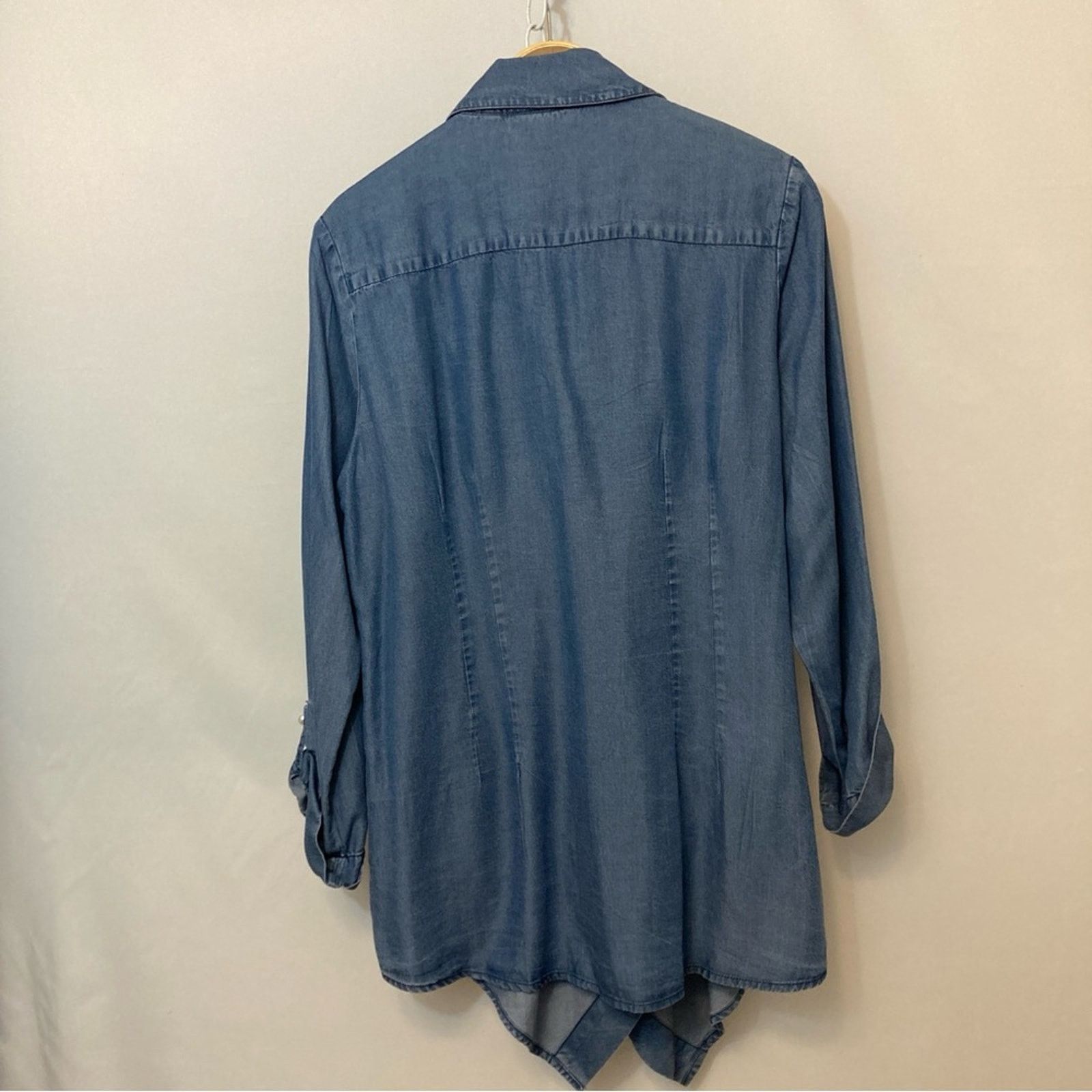 Other T&W Designs Tencel Denim Cross Over Handkerchief Blouse Top Size S / US 4 / IT 40 - 10 Thumbnail