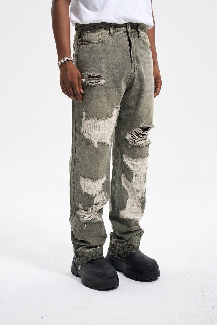 Japanese Brand × Vintage Patch Damage Straight Jeans Size US 31 - 3 Thumbnail