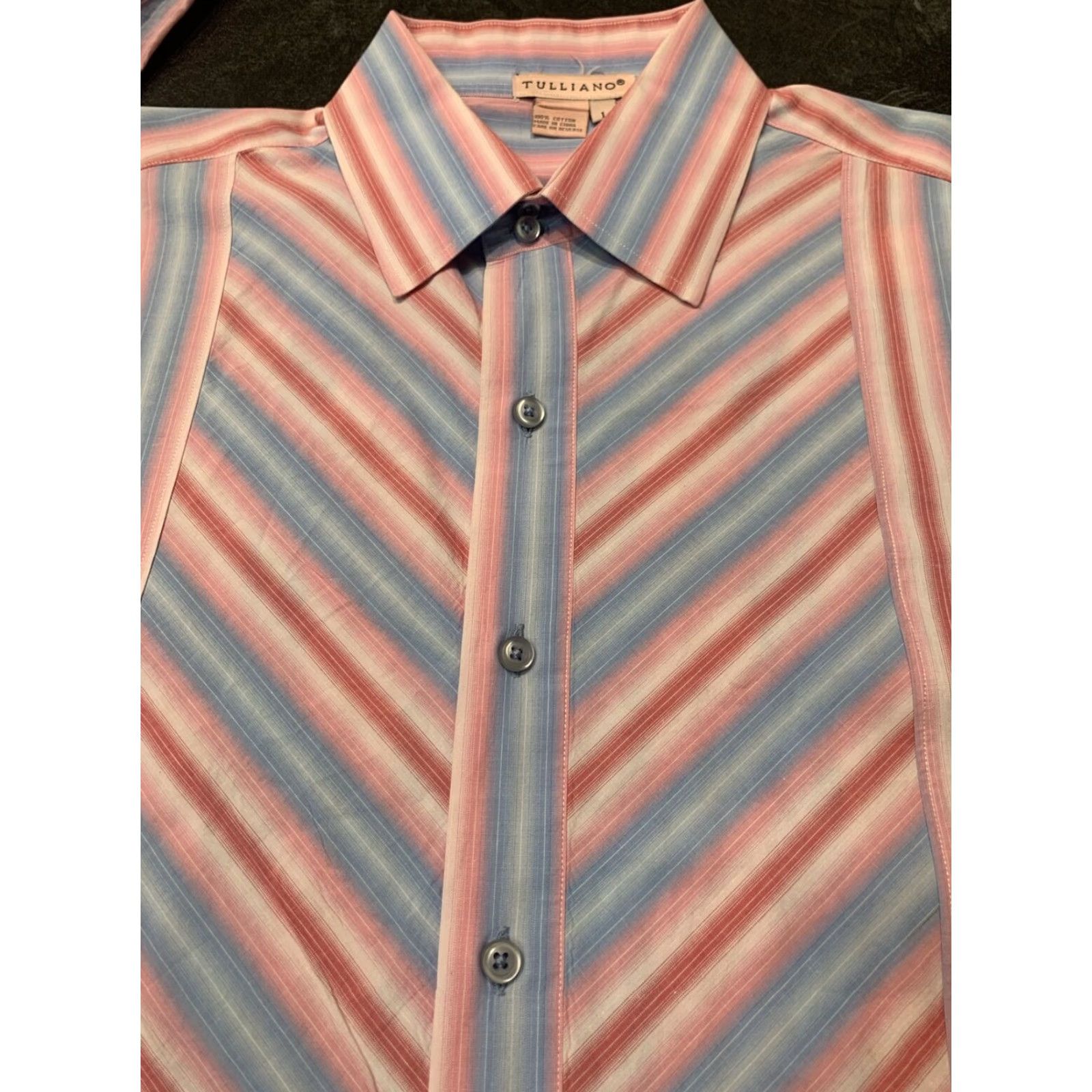 Pinko TULLIANO Shirt Men Large L Casual Button-Up Long Sleeve Striped Pink Cotton Size US L / EU 52-54 / 3 - 3 Thumbnail
