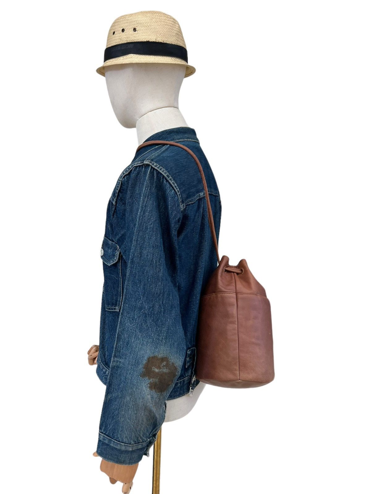 If Six Was Nine × Le Grande Bleu (L.G.B.) GOA Japan Patina Goat Goatskin Leather Bucket Bag Size ONE SIZE - 4 Thumbnail