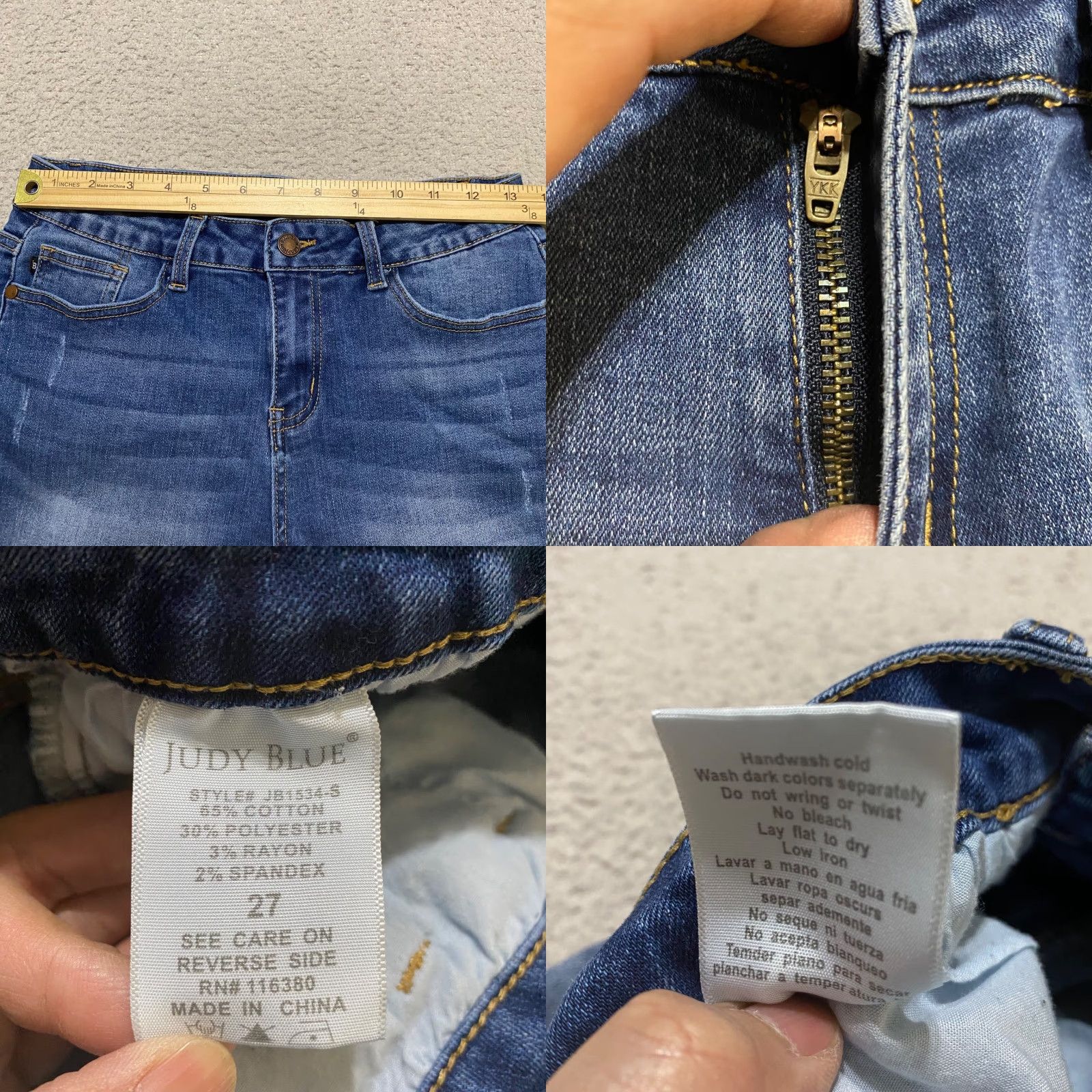 Denime Judy Blue Womens 27 Jeans Shorts Blue Denim Mid Rise Inseam 3" Distressed Casual Summer Everyday Regular Women Size 27" / US 4 / IT 40 - 8 Thumbnail