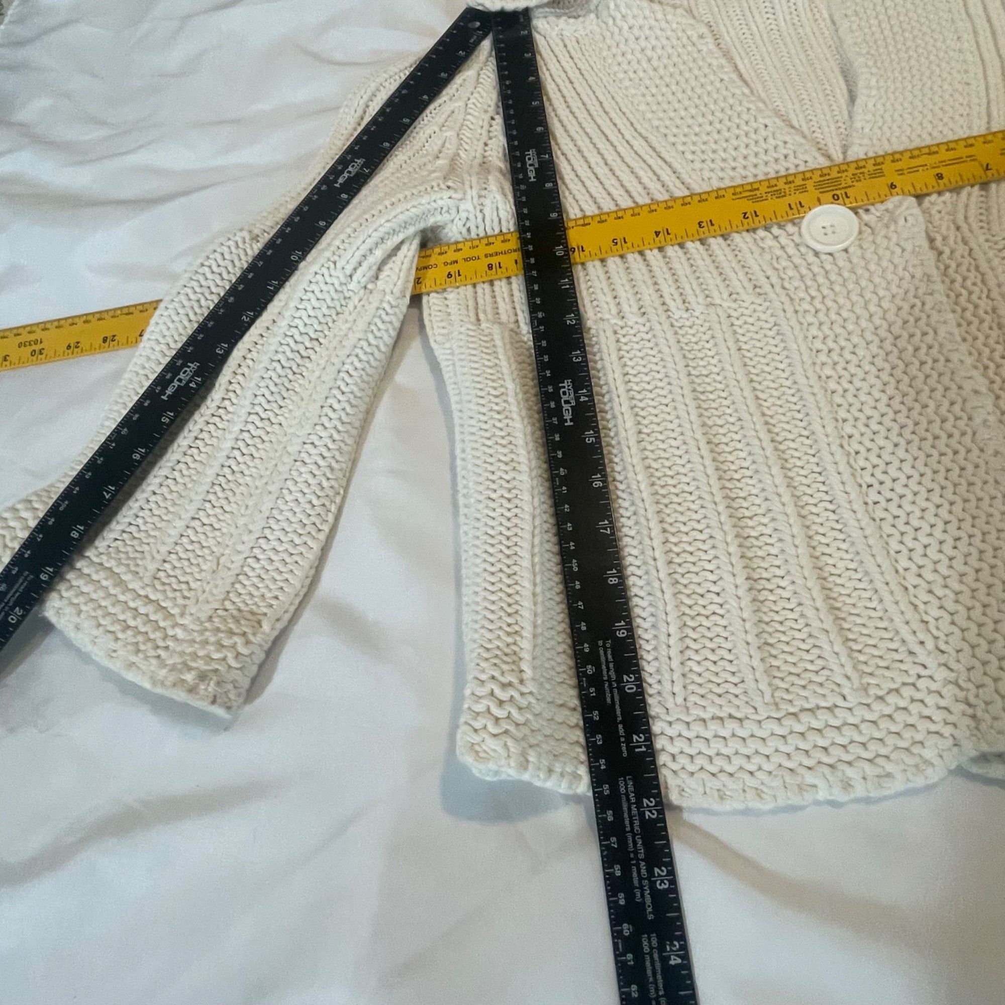 Liz Claiborne Liz Claiborne Womens Cream Thick Knit Cardigan Sweater Large Size L / US 10 / IT 46 - 8 Thumbnail