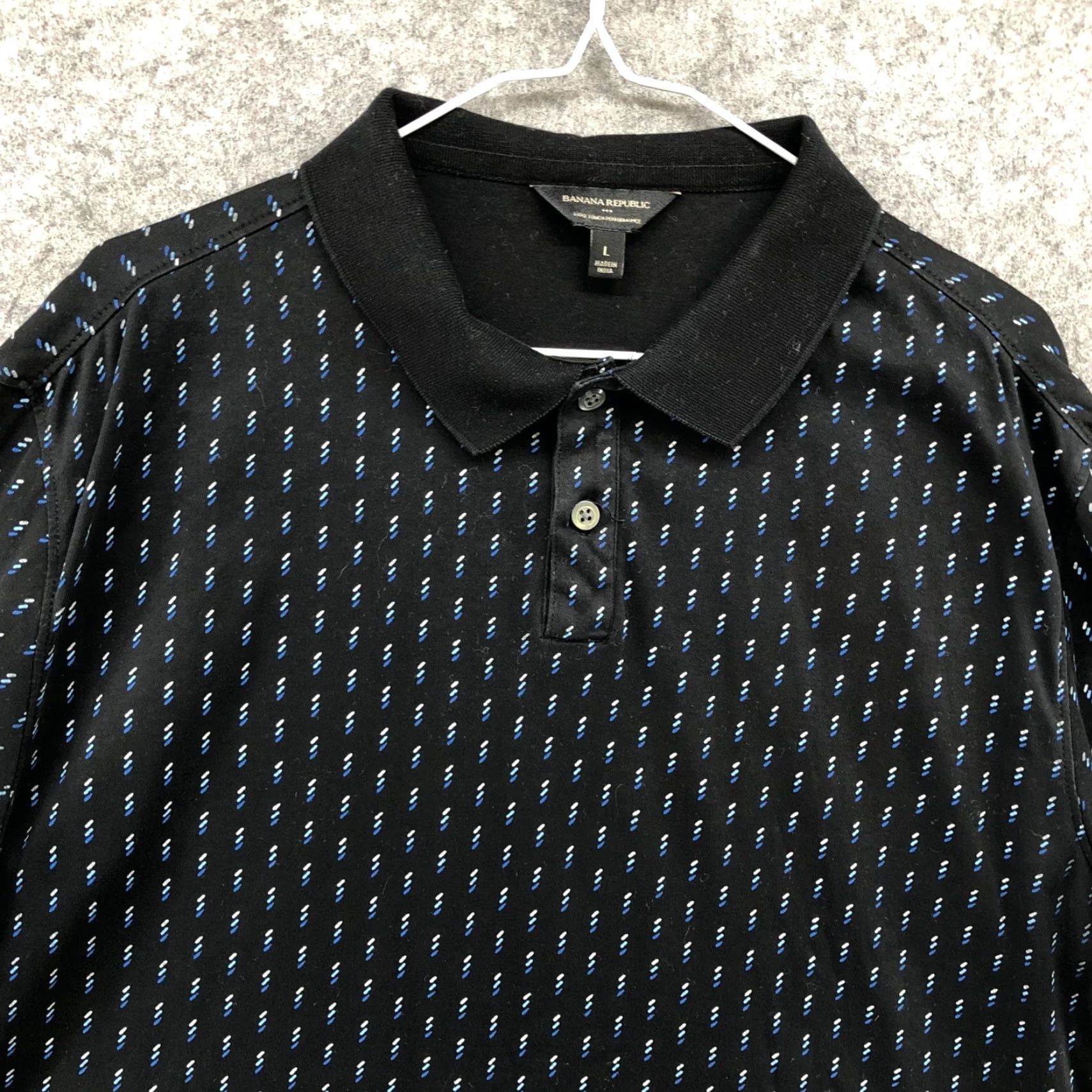 Banana Republic BANANA REPUBLIC Polo Shirt Mens L Black Blue Printed Luxe Performance Short Sleeve Size US L / EU 52-54 / 3 - 3 Thumbnail