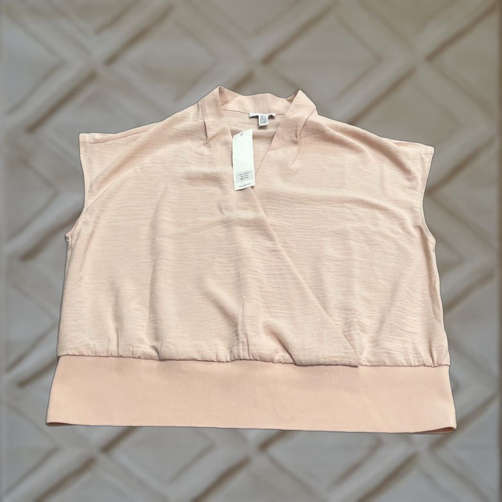 Calvin Klein Calvin Klein Blouse Womens XL Light Pink Sleeveless V-Neck Wrap Work Casual Size XL / US 12-14 / IT 48-50 - 1 Thumbnail