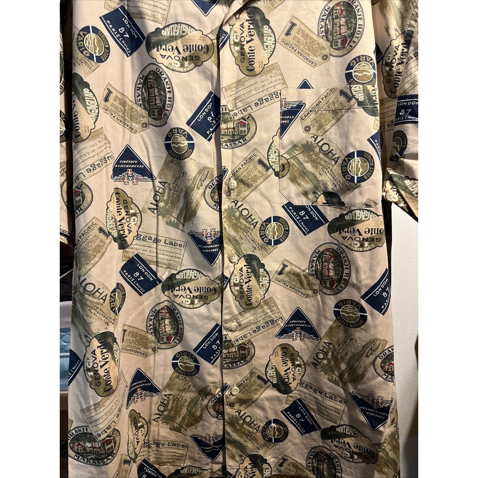Pendleton Pendleton Men’s XL Beige Luggage Print Cotton Hawaiian Shirt Size US XL / EU 56 / 4 - 8 Thumbnail