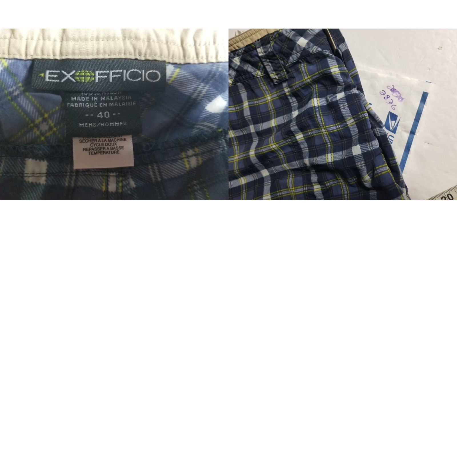 ExOfficio ExOfficio Cargo Shorts Mens Size 40 Plaid Outdoors Casual Lightweight Cargo Pocket Blue Regular 10in Inseam Seasonal Summer Winter Spring Fall Mens Size US 40 / EU 56 - 8 Thumbnail