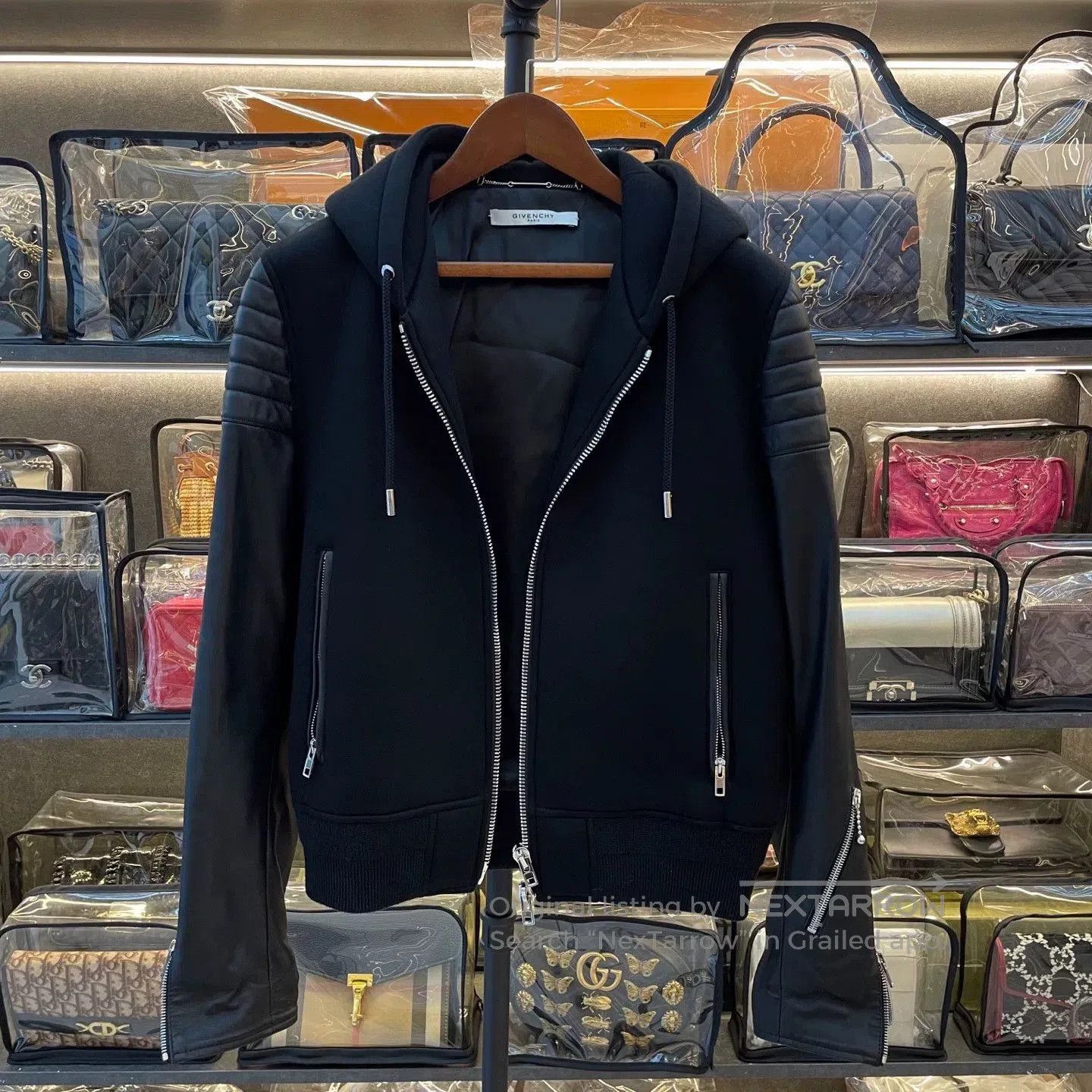 Givenchy Givenchy Black Leather Hooded Jacket. Size US M / EU 48-50 / 2 - 1 Thumbnail