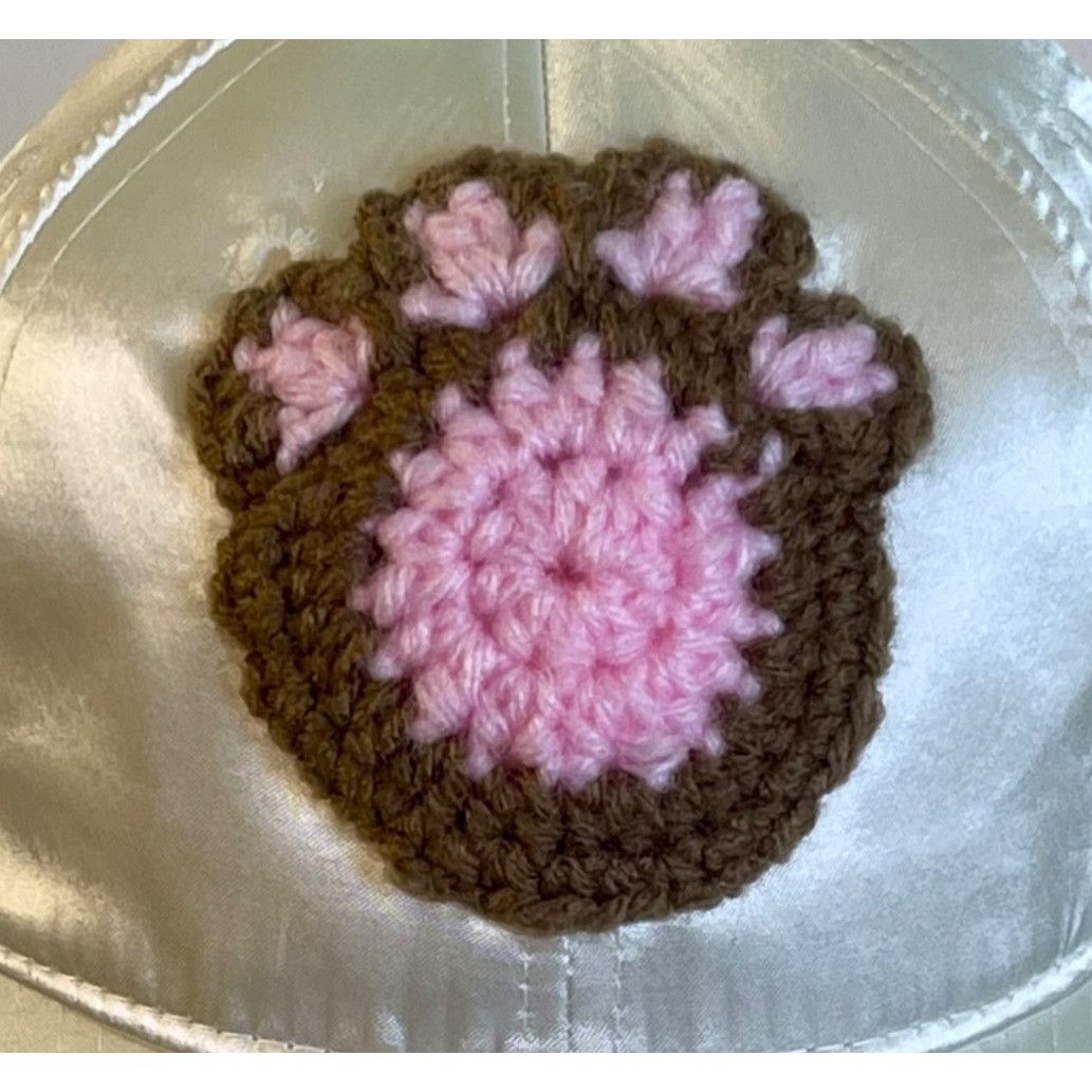 Handmade Crochet Trucker Style Hat w/ Granny Square Paw Print Adjusta Size ONE SIZE - 2 Thumbnail