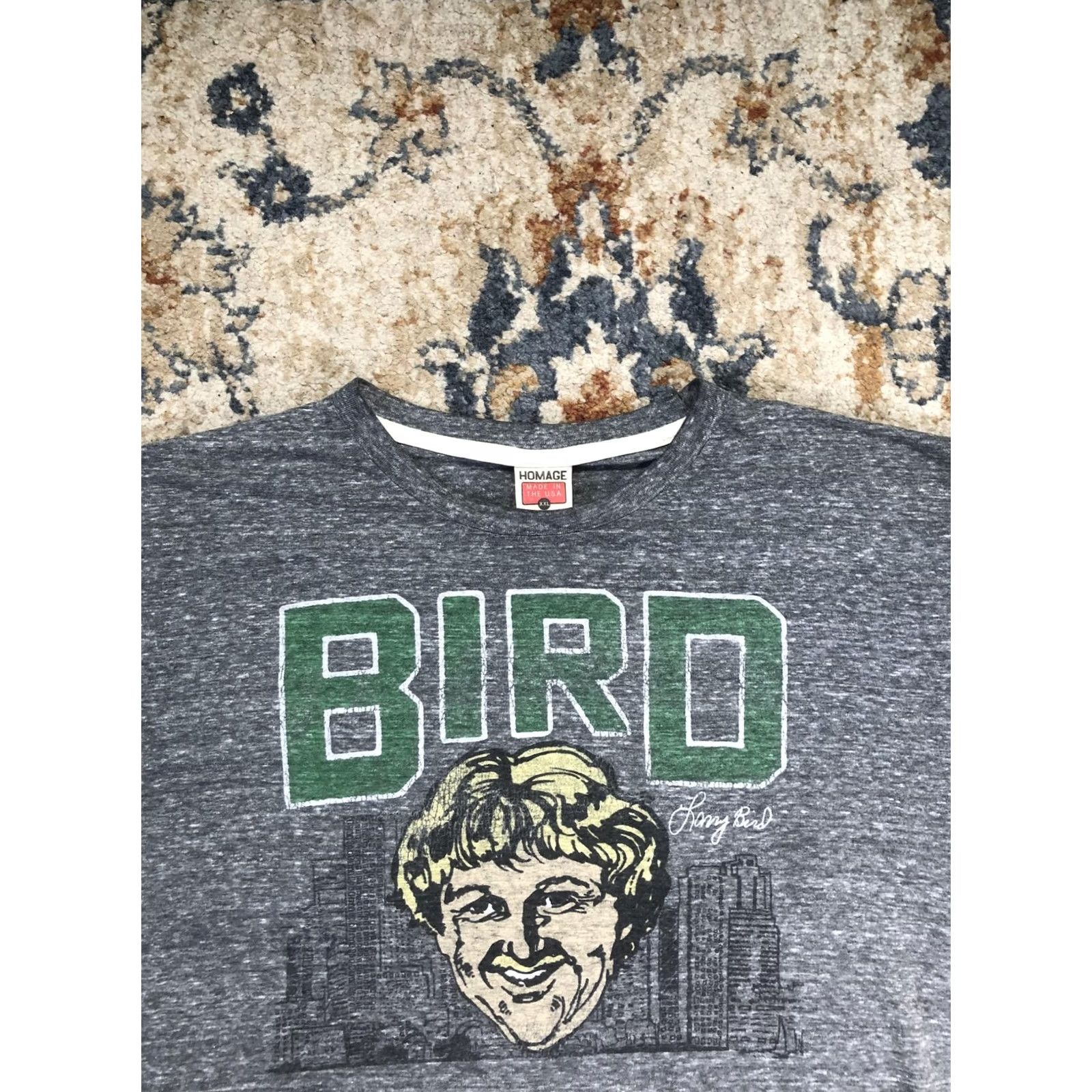 Vintage Homage Bird Shirt Mens 2XL Gray Short Sleeve Graphic Tee Basketball Made USA Size US XXL / EU 58 / 5 - 2 Thumbnail