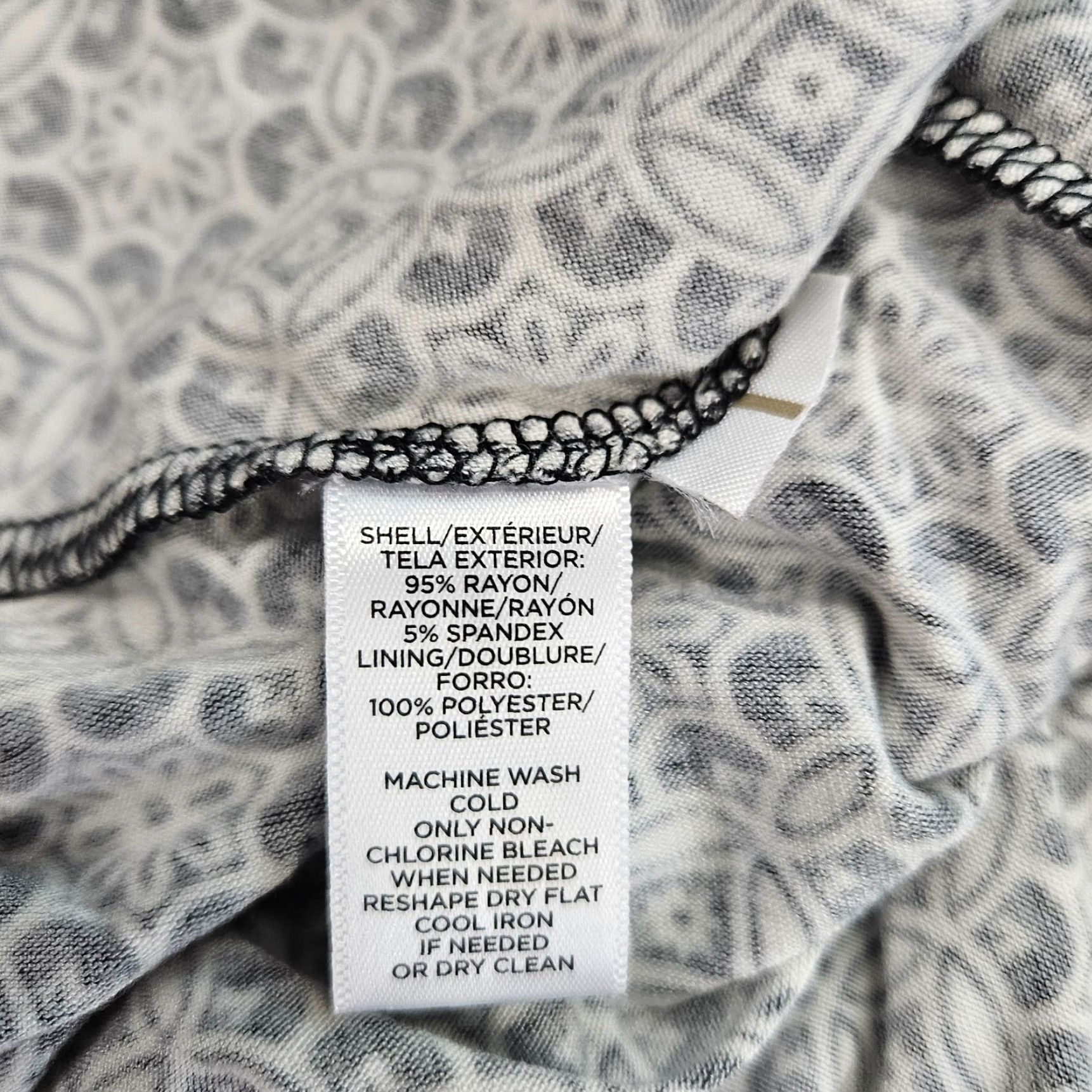 Loft LOFT Ann Taylor Womens Printed Dress Sleeve Short Black White A-Line Rayon Size 4 Size 27" / US 4 / IT 40 - 5 Thumbnail