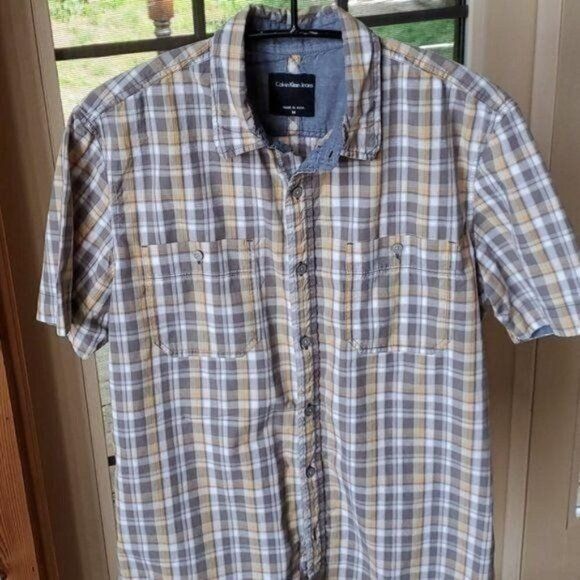 Calvin Klein Calvin Klein Jeans Plaid Casual Button Down Pocket Short Sle Size US M / EU 48-50 / 2 - 2 Thumbnail