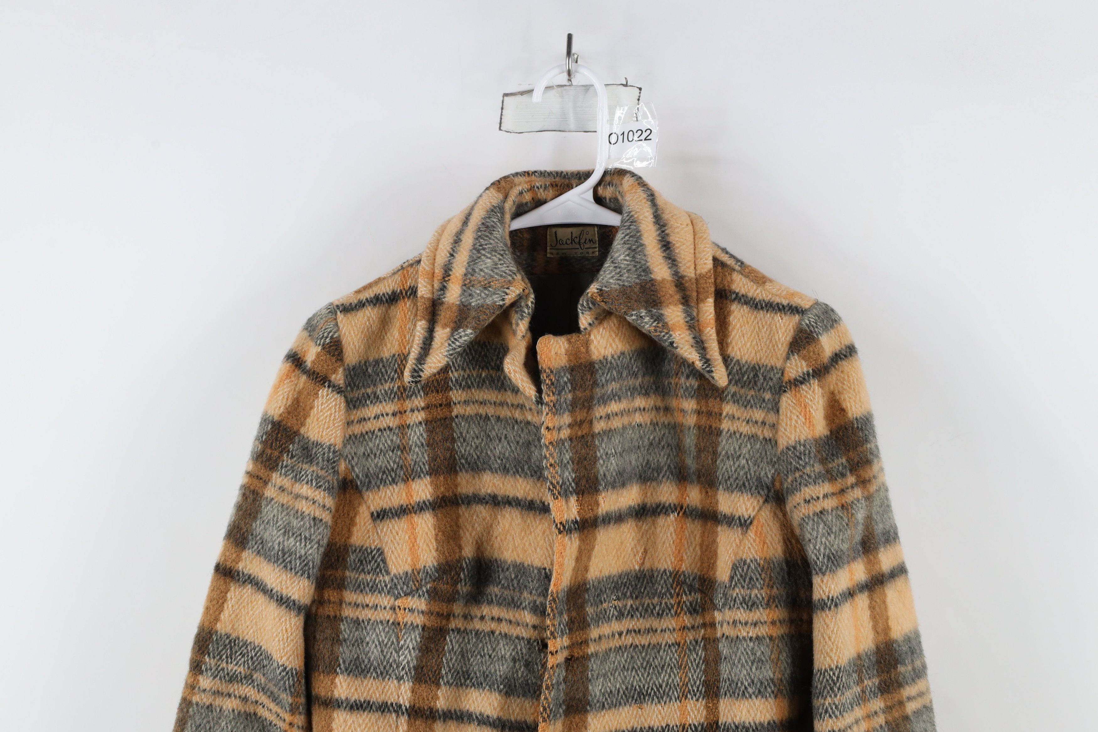Vintage Vintage 60s Rockabilly Wool Collared Jacket Coat Plai USA Size M / US 6-8 / IT 42-44 - 2 Thumbnail